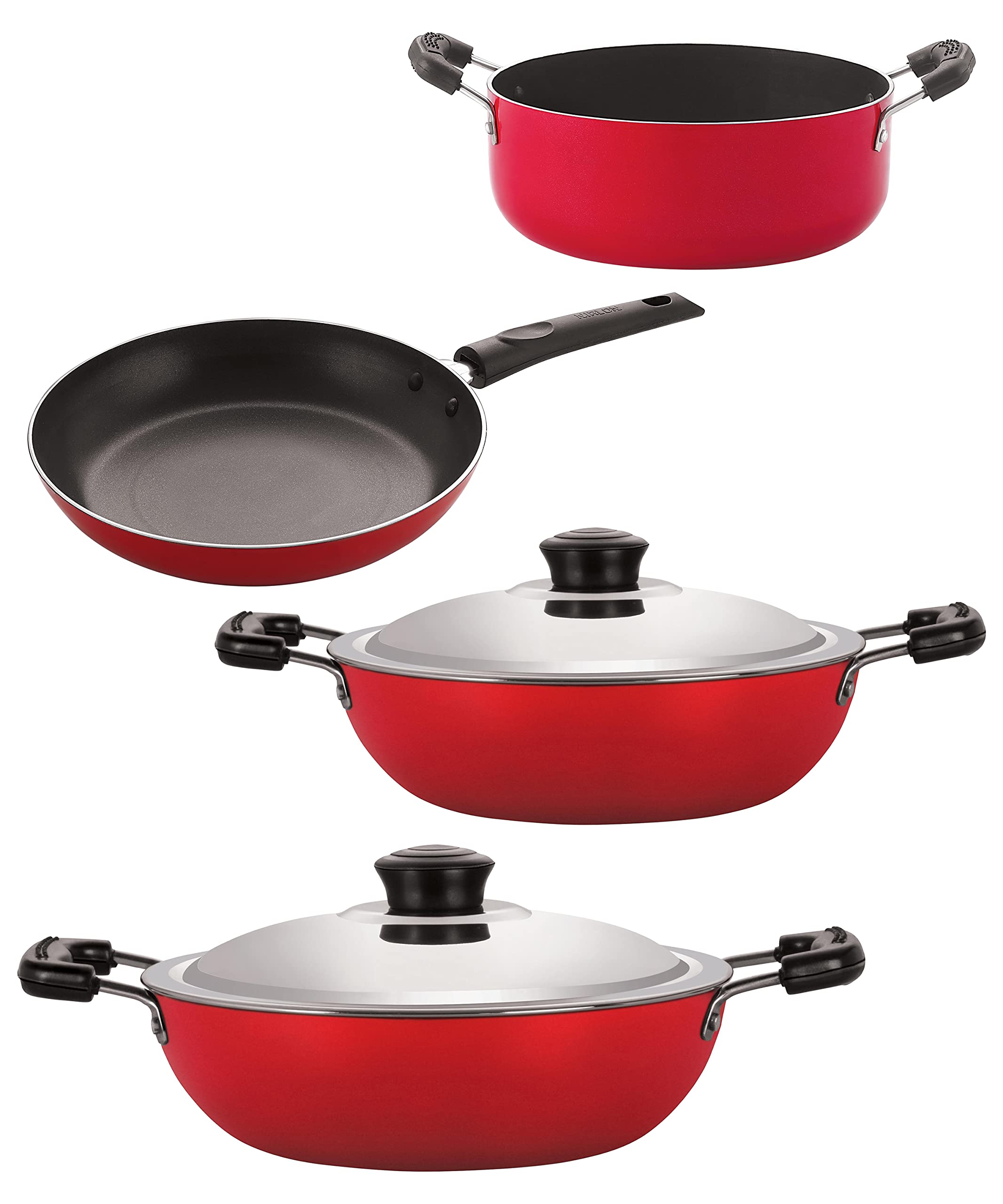 Nirlon NonStick Aluminium Cookware Gift Set Of 4 Pieces (Gas Compatible) (Dkd(M)_Dkd(B)_Ac_Cs24)