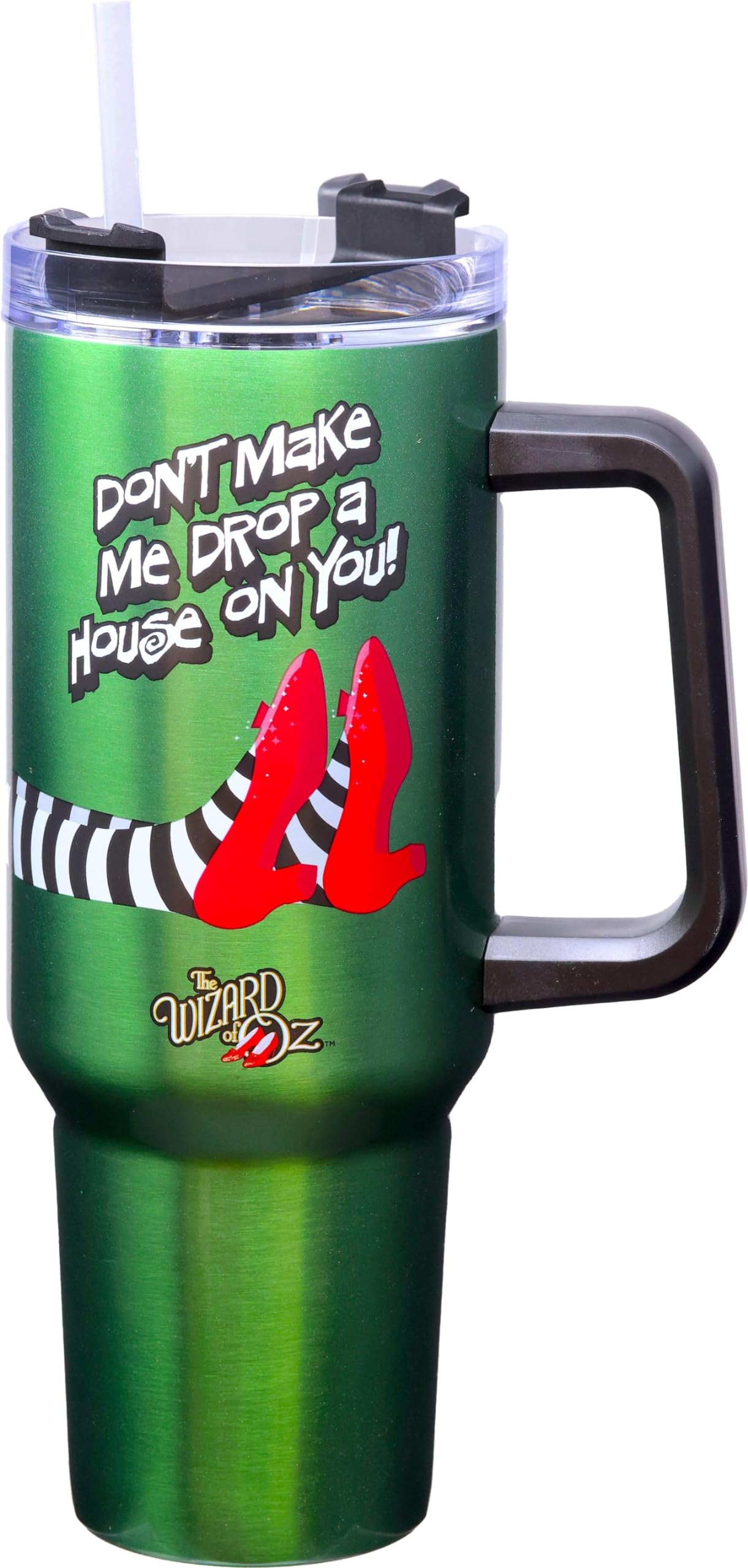 Spoontiques Wizard of Oz Stainless Steel Travel Mug, 40oz - Double Wall Insulation, Sturdy Handle, Sliding Lock Travel Lid - Rub