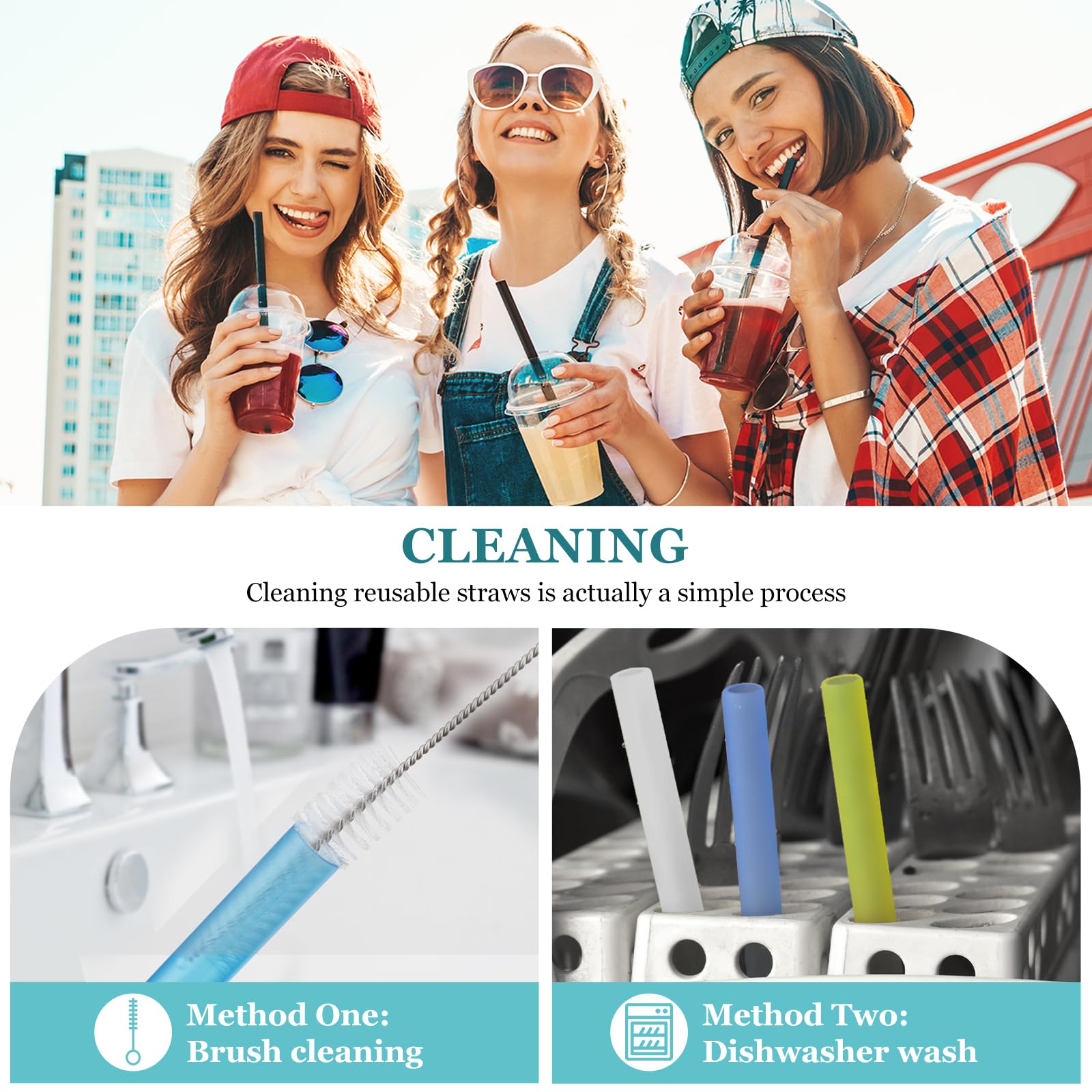 12 Pcs Reusable Boba Straws - Bpa-Free Wide Reusable Plastic Straws For Smoothies, Boba(Tapioca, Boba Pearls) & Shakes With 2 Br