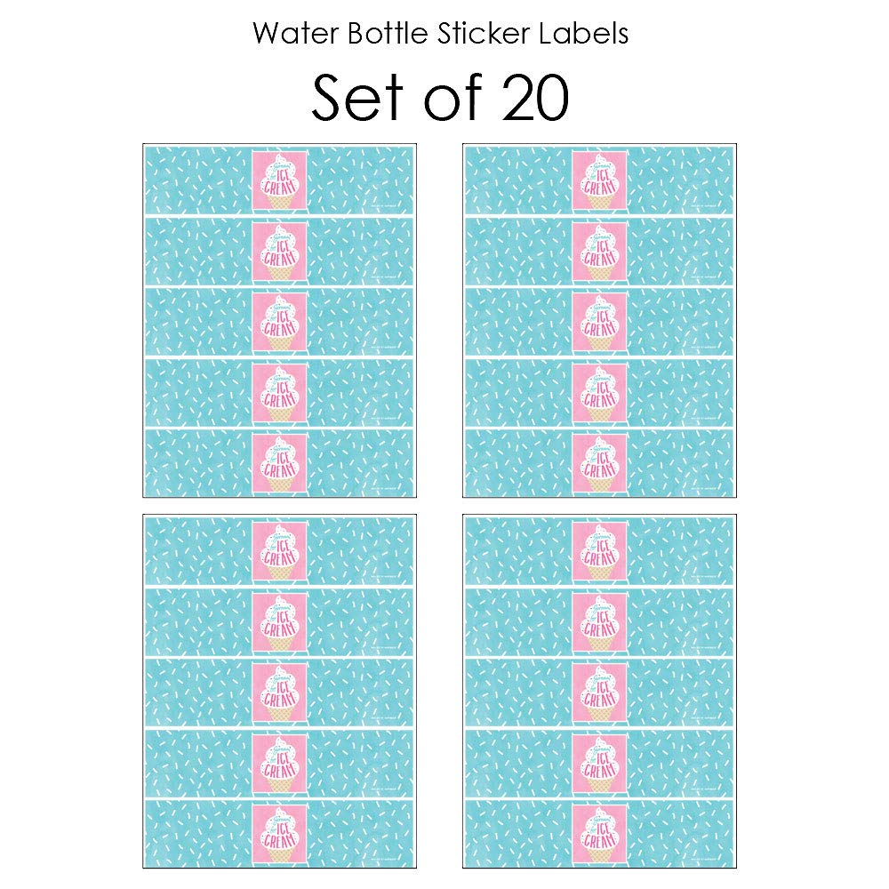Big Dot Of Happiness Scoop Up The Fun - Ice Cream - Sprinkles Party Water Bottle Sticker Labels - Set Of 20