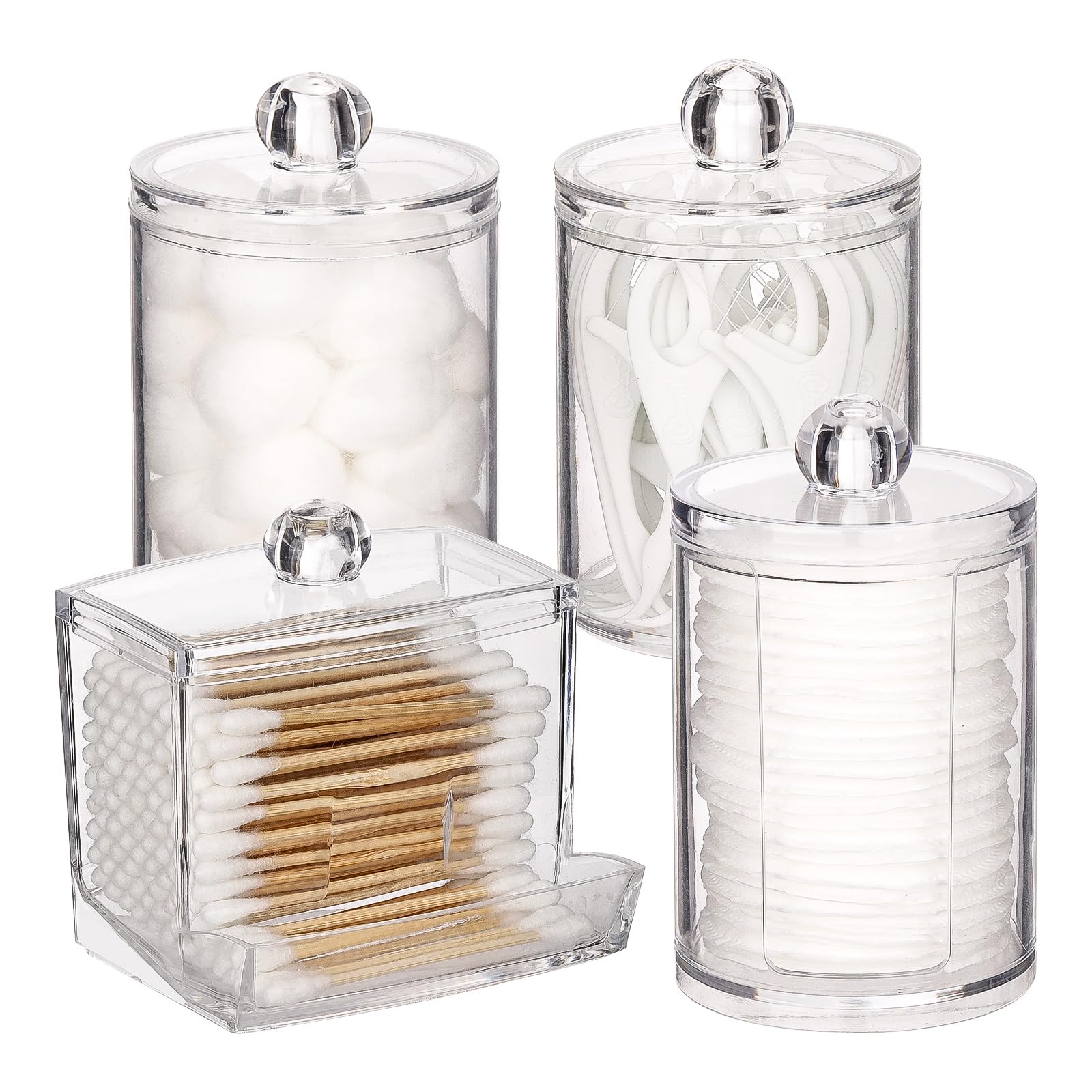 Tbestmax Bathroom Organizer Accessories Set-10 Oz,7 Oz Qtips Holder Storage With Lids, Cotton Ball/Swabs Dispenser, Apothecary C