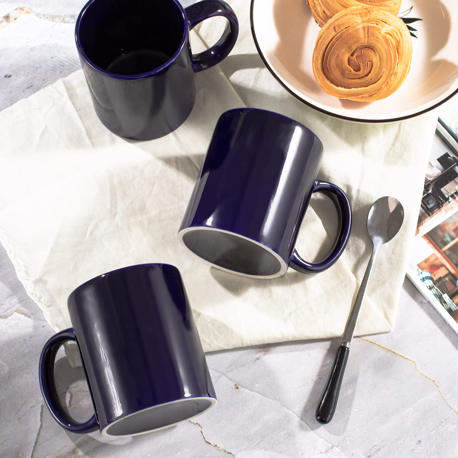 Bycnzb 12Oz Coffee Mug Set Of 6 Coffee Mugs For Coffee, Tea, Cocoa, Milk(Cobalto)