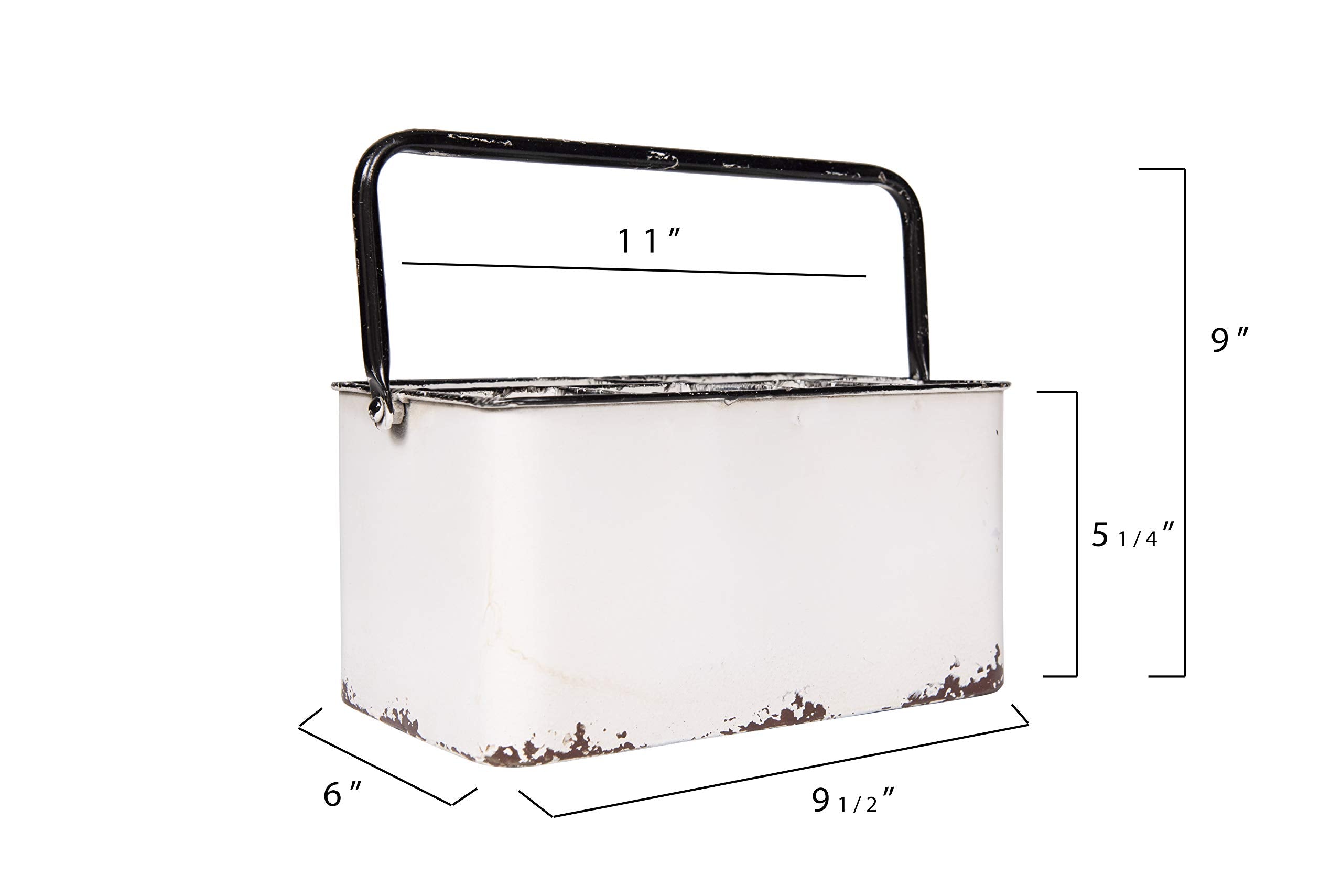 Creative Co-Op Distressed White Metal Caddy With 6 Compartments