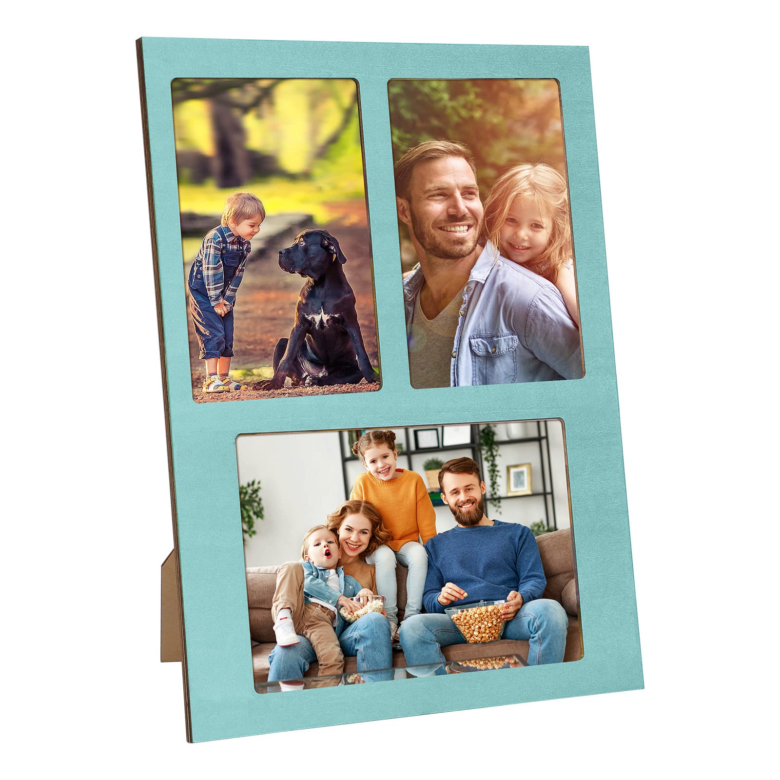 ZEEYUAN 3 Picture Frame Collage Photo Frame for 4x6 and 5x7 Pictures, Wooden Picture Frame Photo Collage Frame for Desktop Wall 