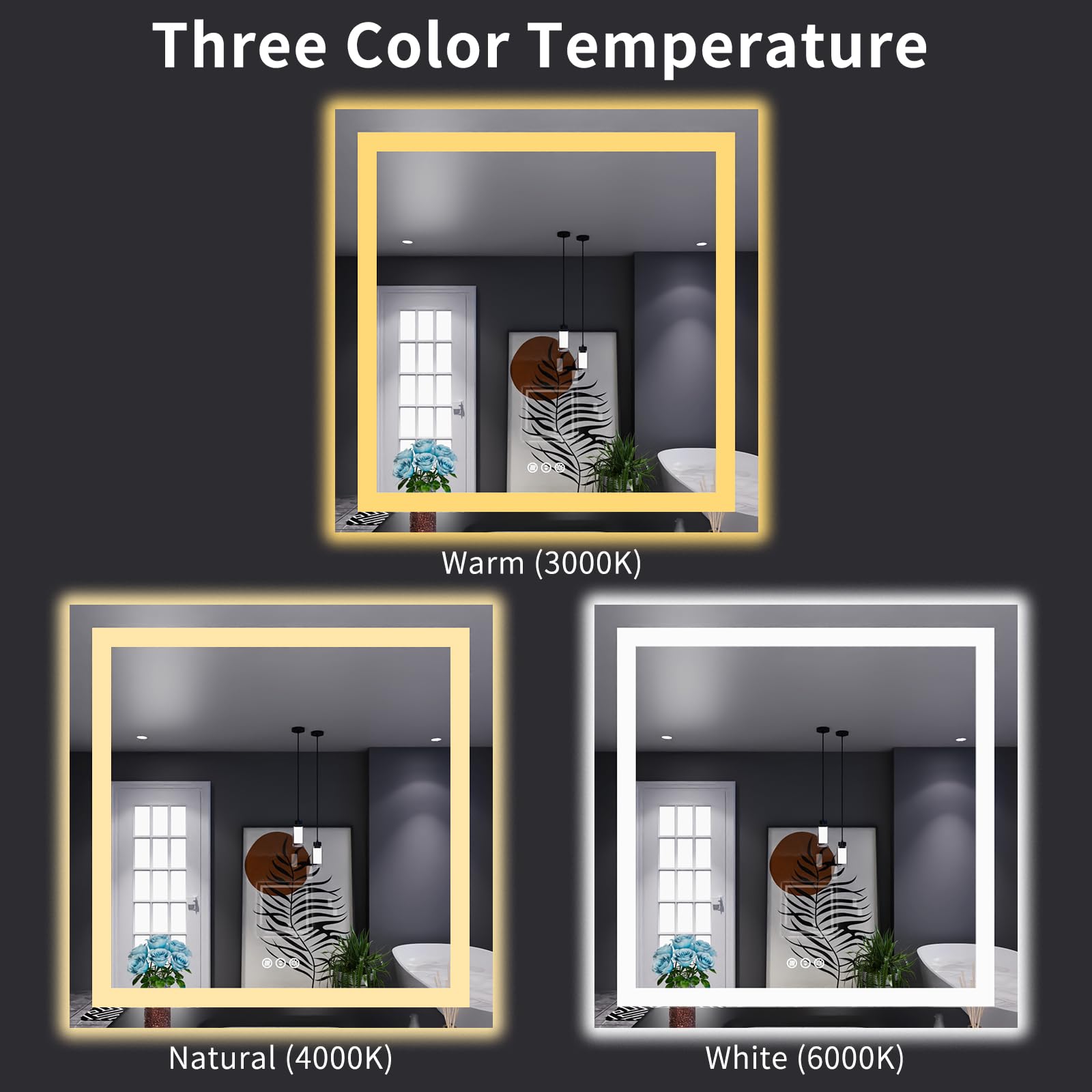 Loaao 38''X38'' Led Bathroom Mirror With Lights, Anti-Fog, Dimmable, Backlit + Front Lit, Lighted Bathroom Vanity Mirror For Wal