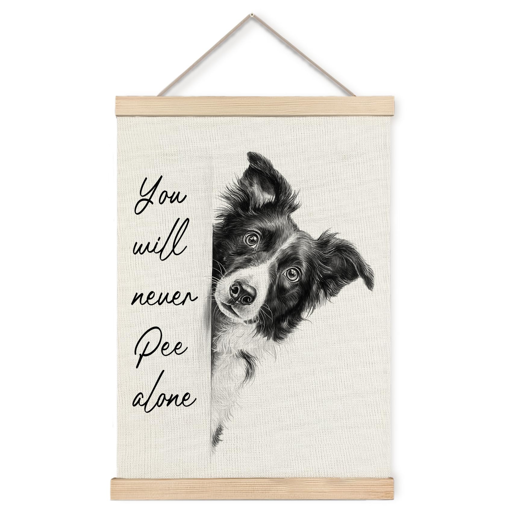 Foritho Funny Border Collie Bathroom Poster Wall Art Framed, Dog Bathroom Decor, Border Collie Gifts, You Will Never Pee Alone F