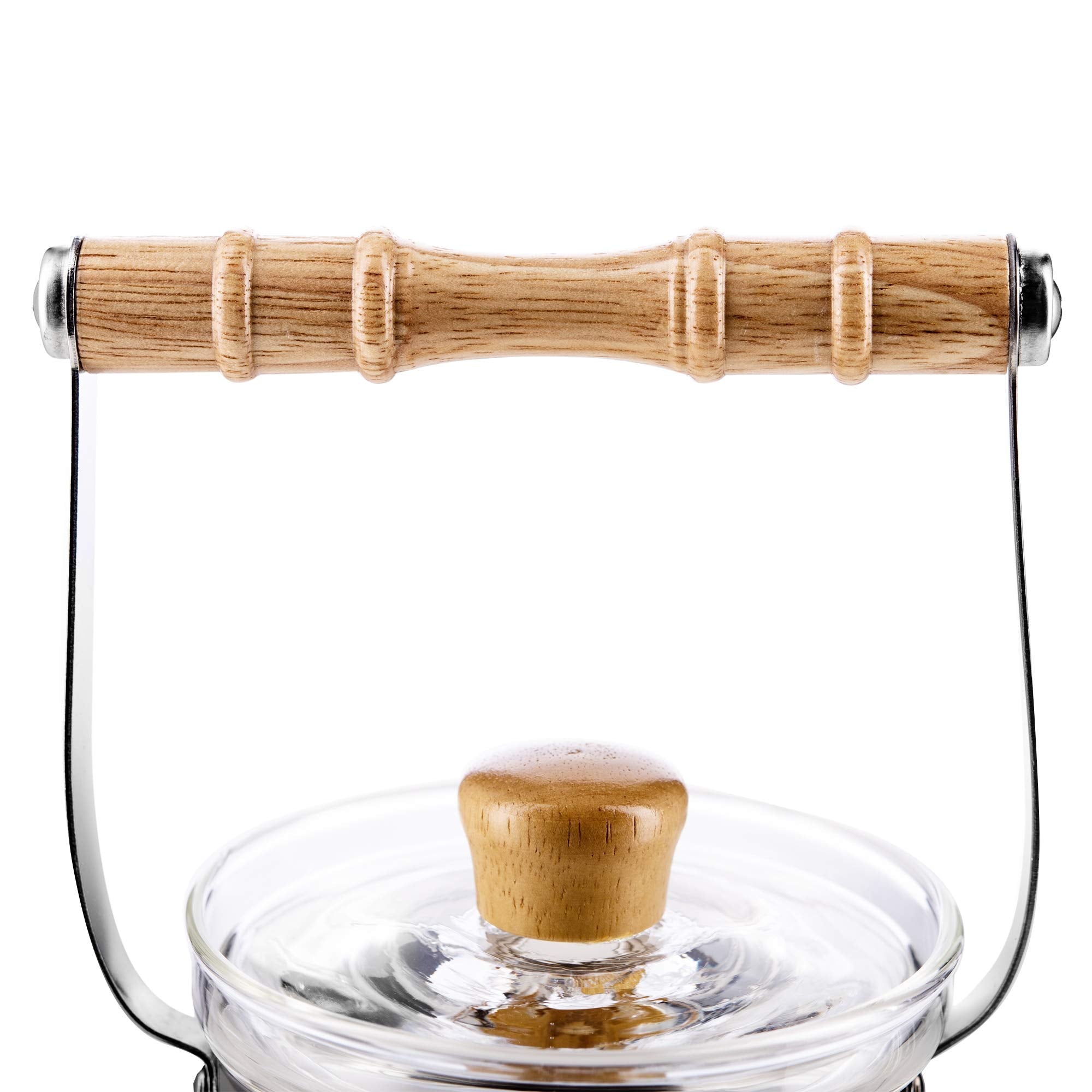 Yama Chinese Water Kettle 40 Oz, Borosilicate Glass Teapot With Bamboo Handle And Stainless Steel Heating Grid - Yama Glass, Han