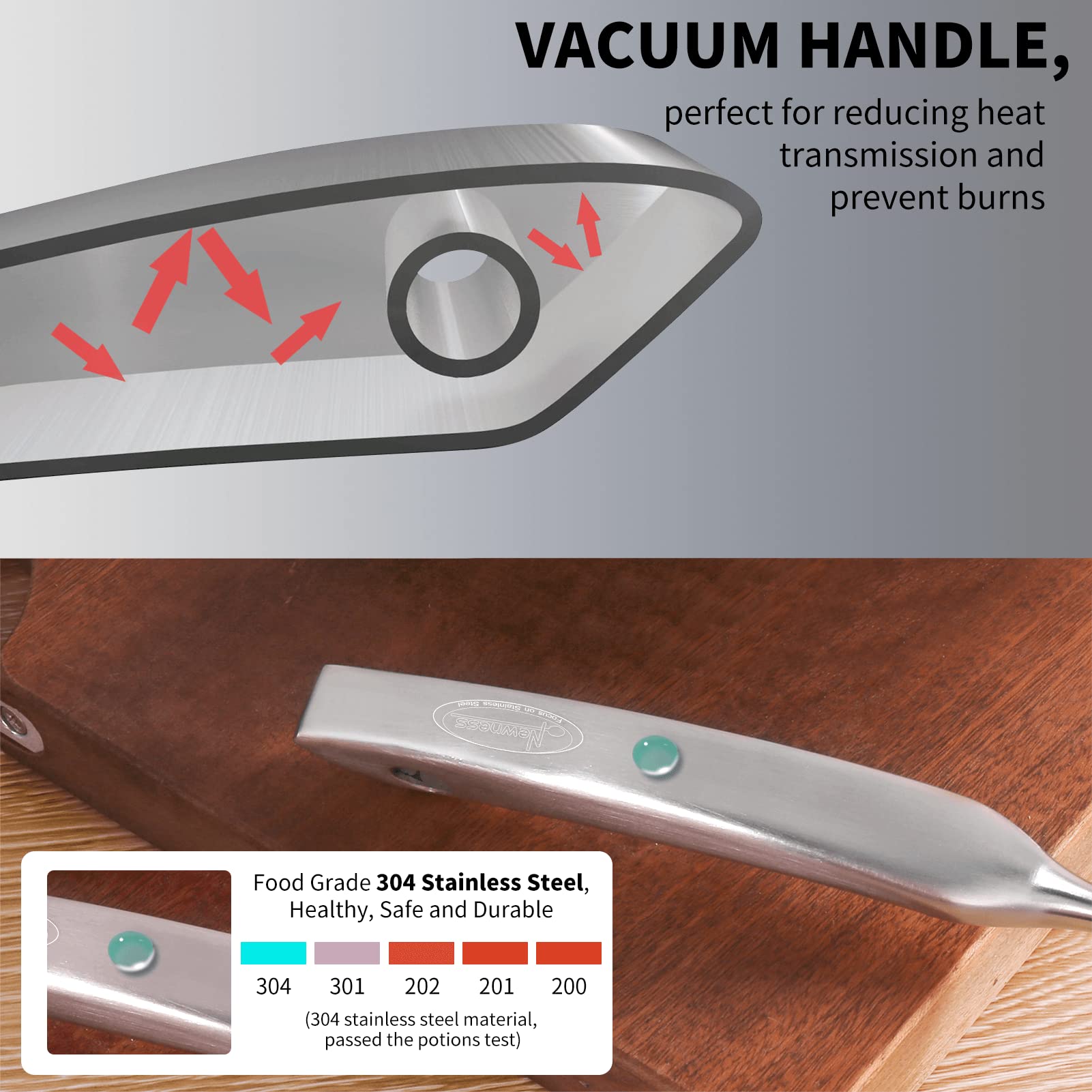 Spaghetti Server, [Rustproof, Integral Forming, Durable] Newness 304 Stainless Steel Pasta Fork With Vacuum Ergonomic Handle, Co