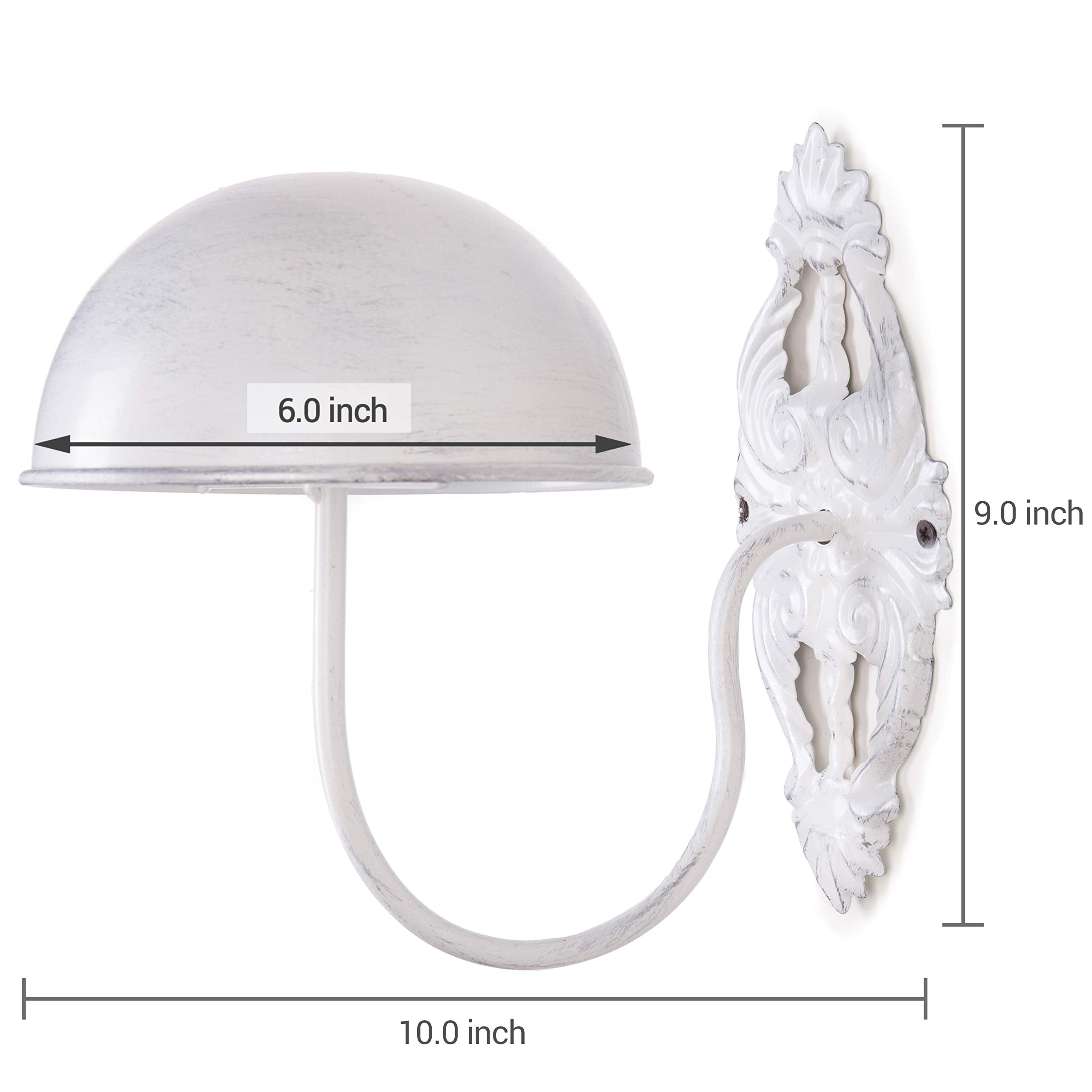 MyGift Hat Display Wall Mount,Set of 2 Wall-Mounted Black Metal Hat & Wig Display Racks (White)