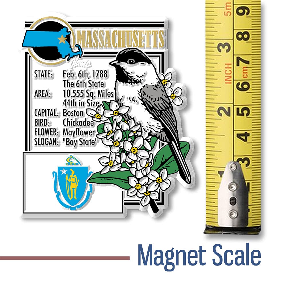 Massachusetts State Montage Magnet By Classic Magnets, 2.7 X 3.2, Collectible Souvenirs Made In The Usa