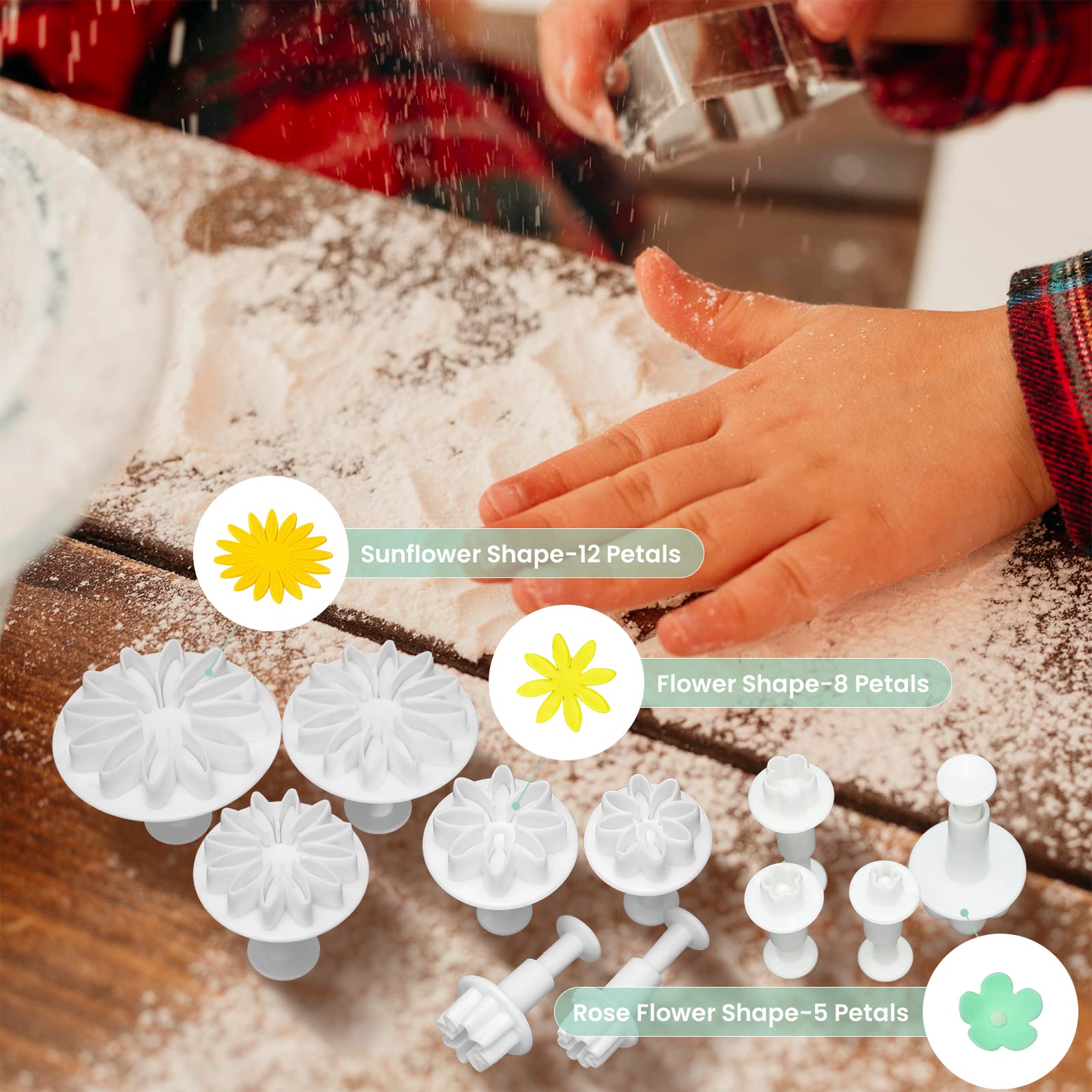 Nuomi Cookie Mold Presses Mooncake Mold Fondant Stamps With Cookie Cutters Set Of 33 Small Pastry Molds