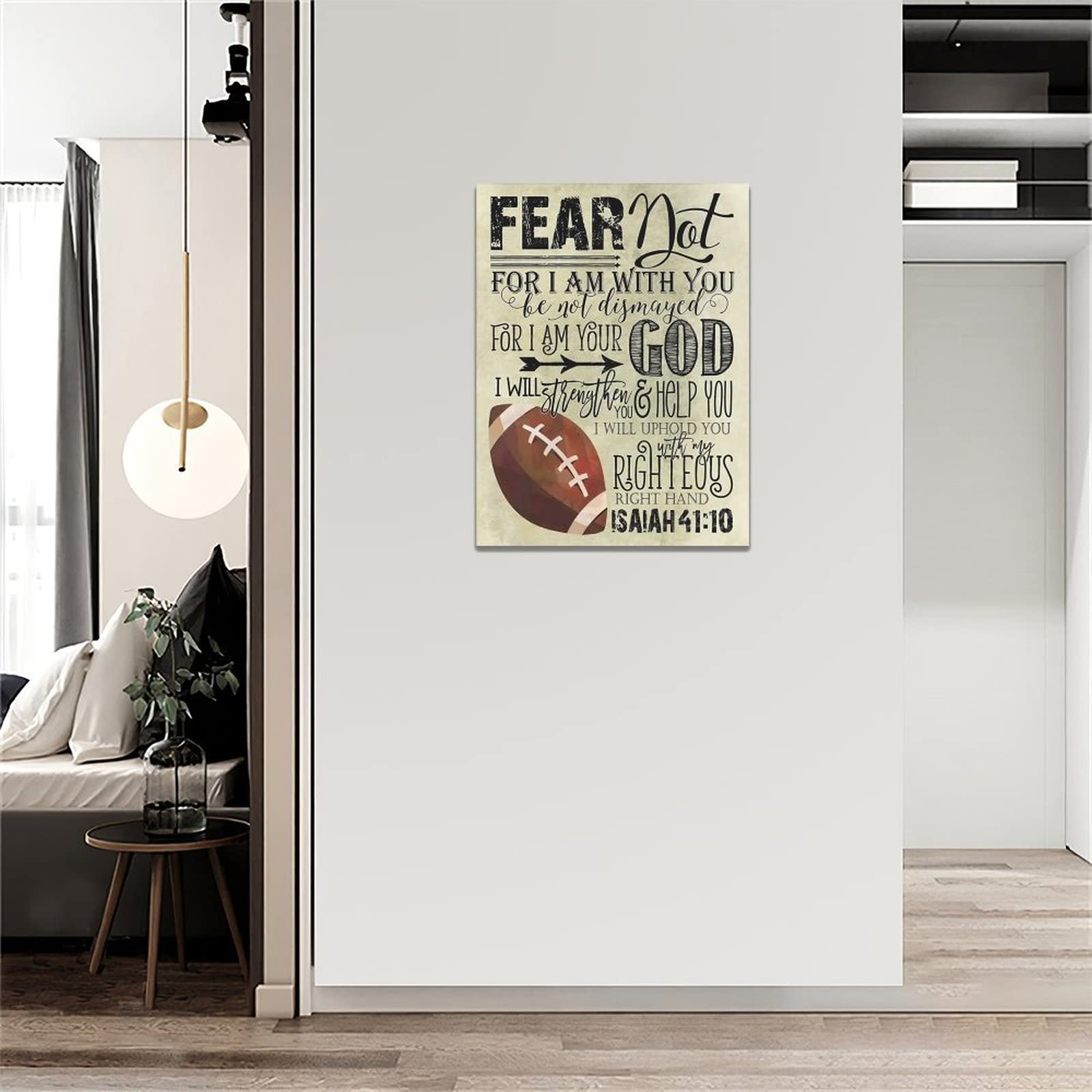 Inspirational Football Wall Art Bible Verse Motivational Quotes Pictures Wall Decor Canvas Prints Framed Modern Sport Theme Pain