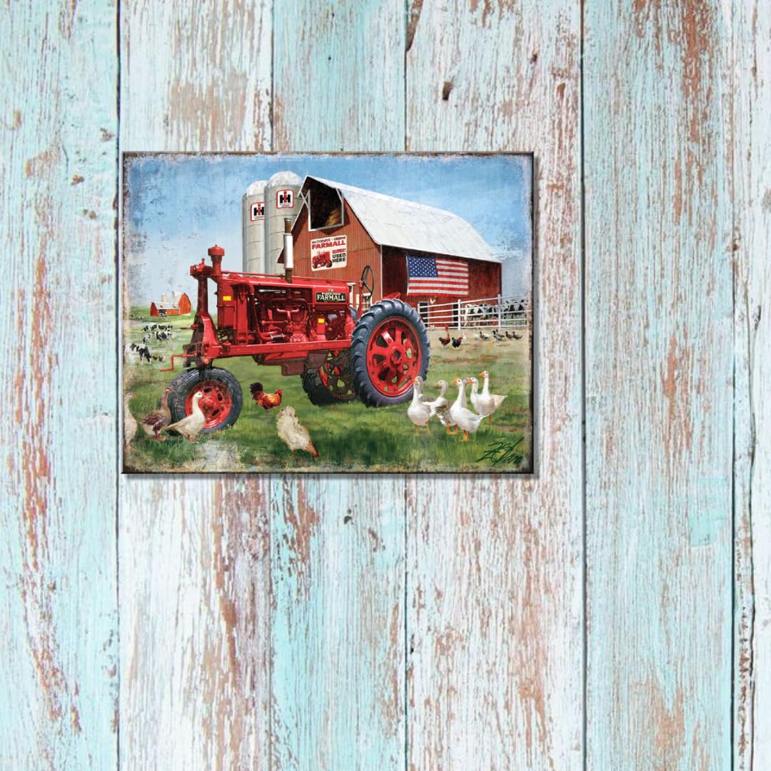 Desperate Enterprises Farmall Big Red Tin Sign - Farmall Tractor Signs - Nostalgic Vintage Metal Signs - Made in the USA