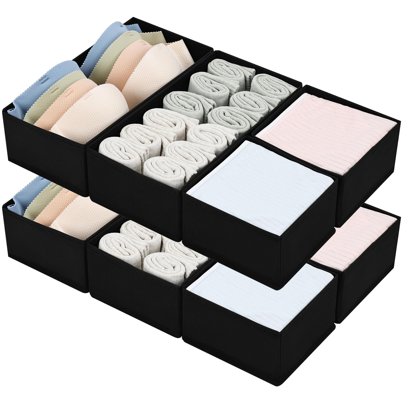 DIMJ Drawer Organizers, Set of 8 Clothes Drawer Organizer, Foldable Closet Drawer Organizer, Dresser Drawer Organizers Dividers