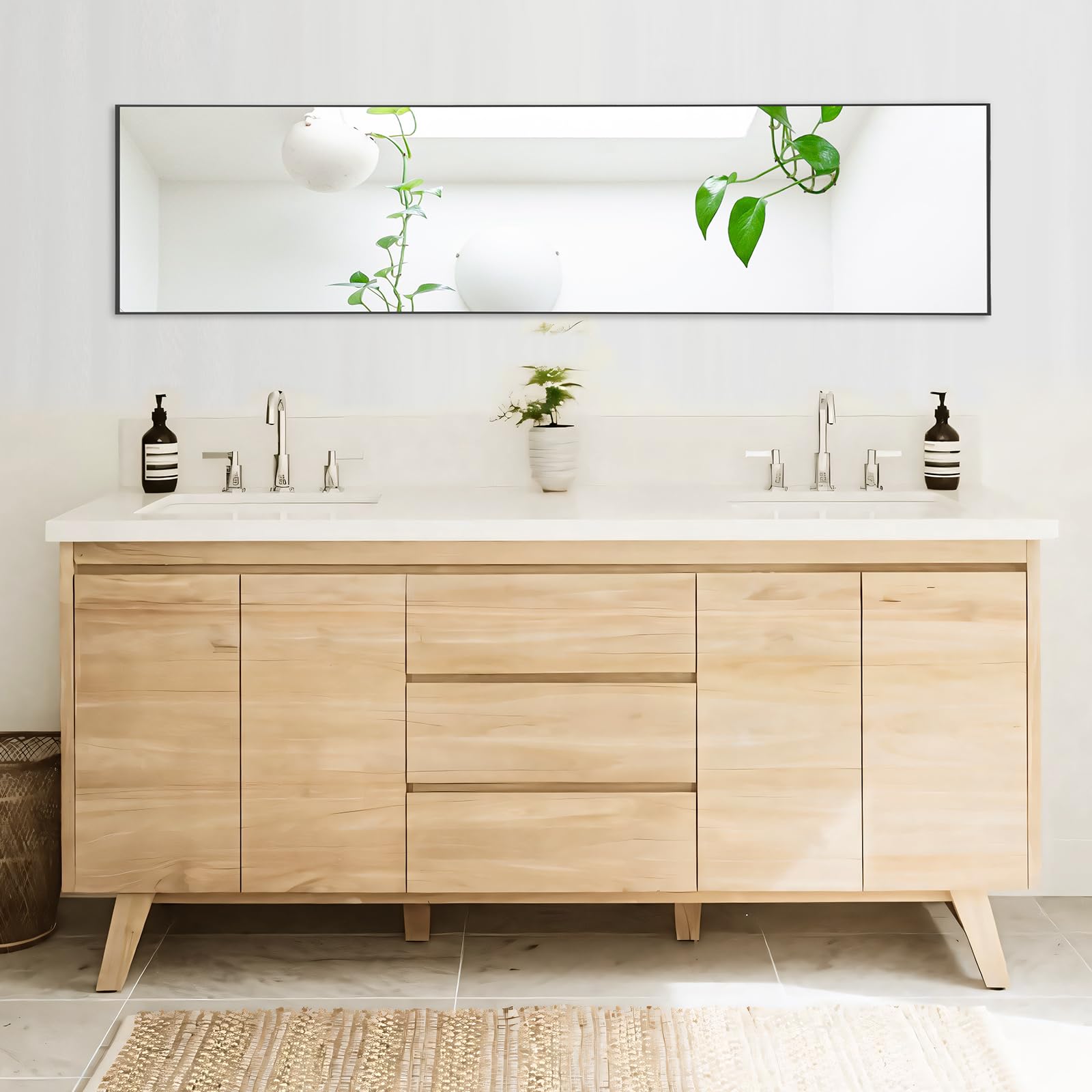 DUMOS Full Length Mirror 59x17 Full Body Floor Mirror for Bedroom or Cloakroom, Can Stand Alone, Hang or Lean Against Wall, Tall
