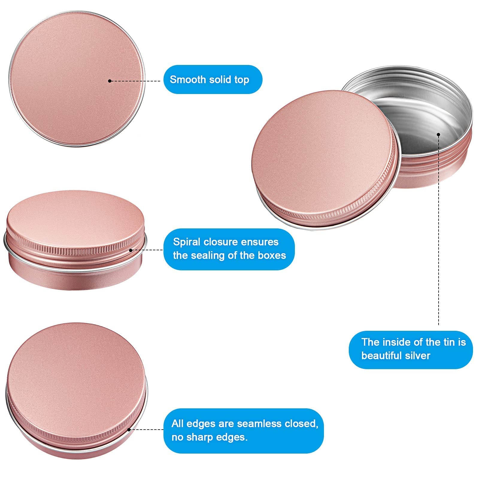 Patelai 2 Oz 120 Pcs Metal Round Tins Aluminum Tin Cans Salve Tins Containers With Screw Lid 20 Sheets Stickers For Salve Spice