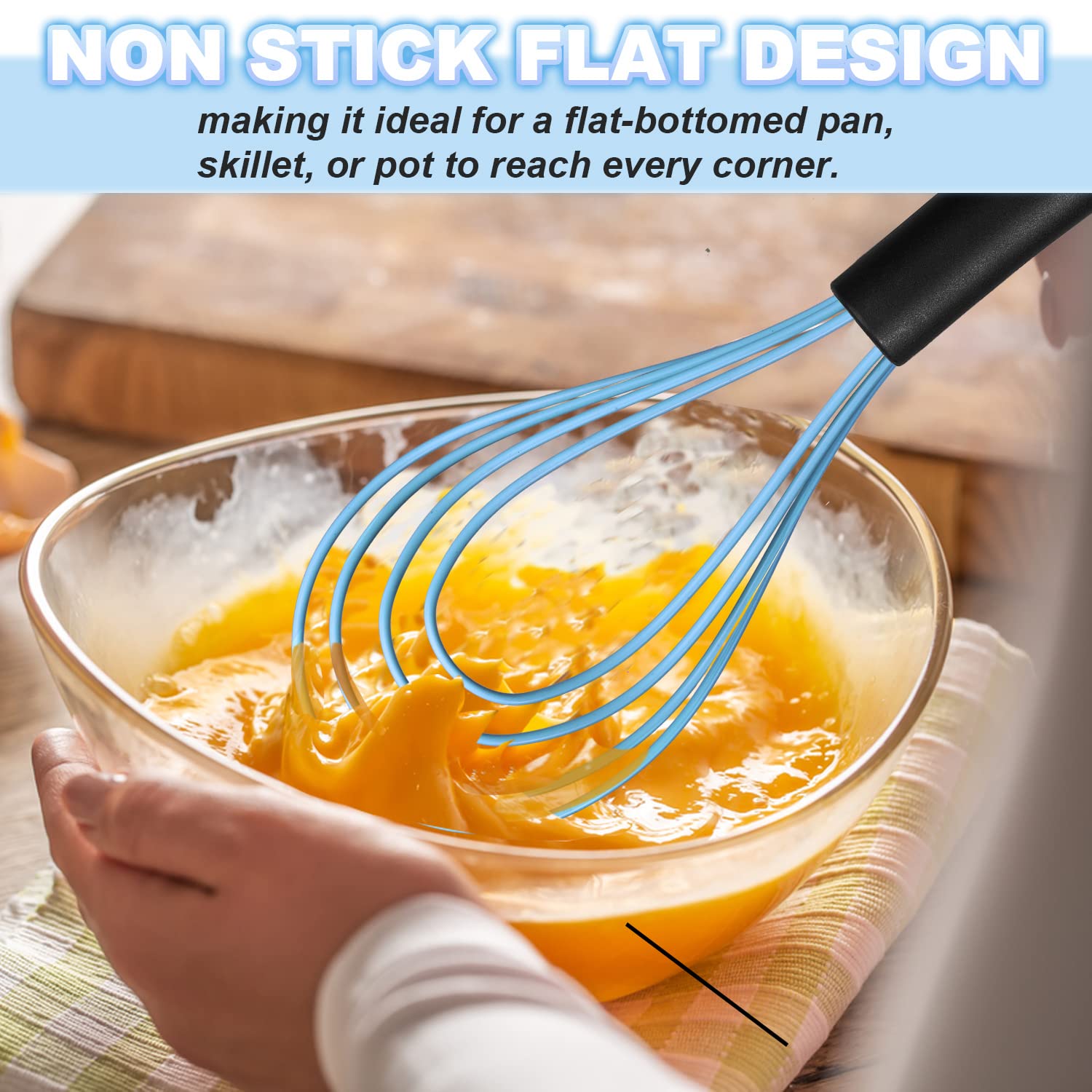 Anaeat Silicone Kitchen Whisk Set Of 4, Perfect For Non-Stick Cookware, Milk And Egg Beater Blender For Whisking, Cooking, Bakin