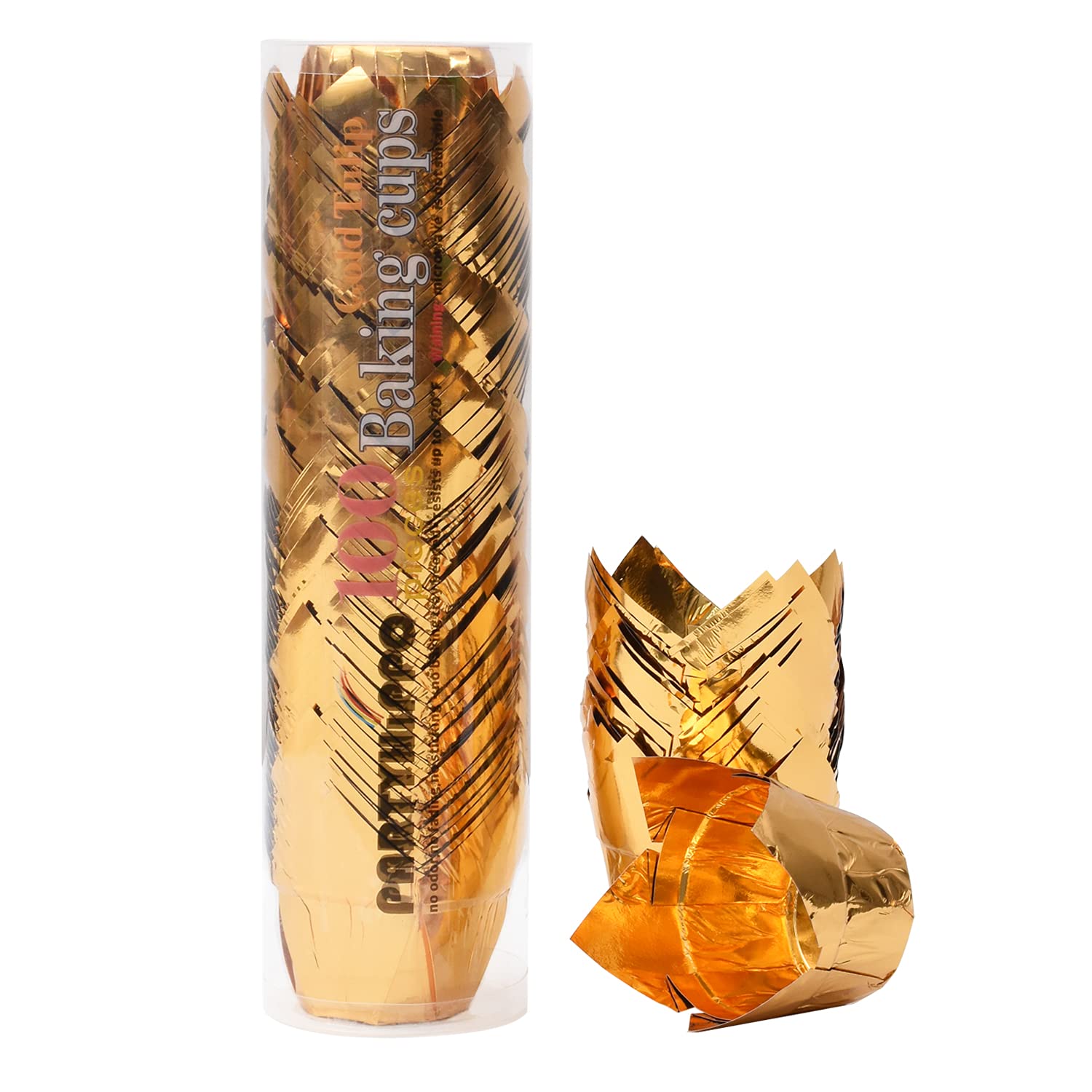 Party Hippo Gold Tulip Cupcake Liners 100 Pcs Baking Paper Cups Holders Greaseproof Muffin Cases Wrappers For Wedding Birthday P