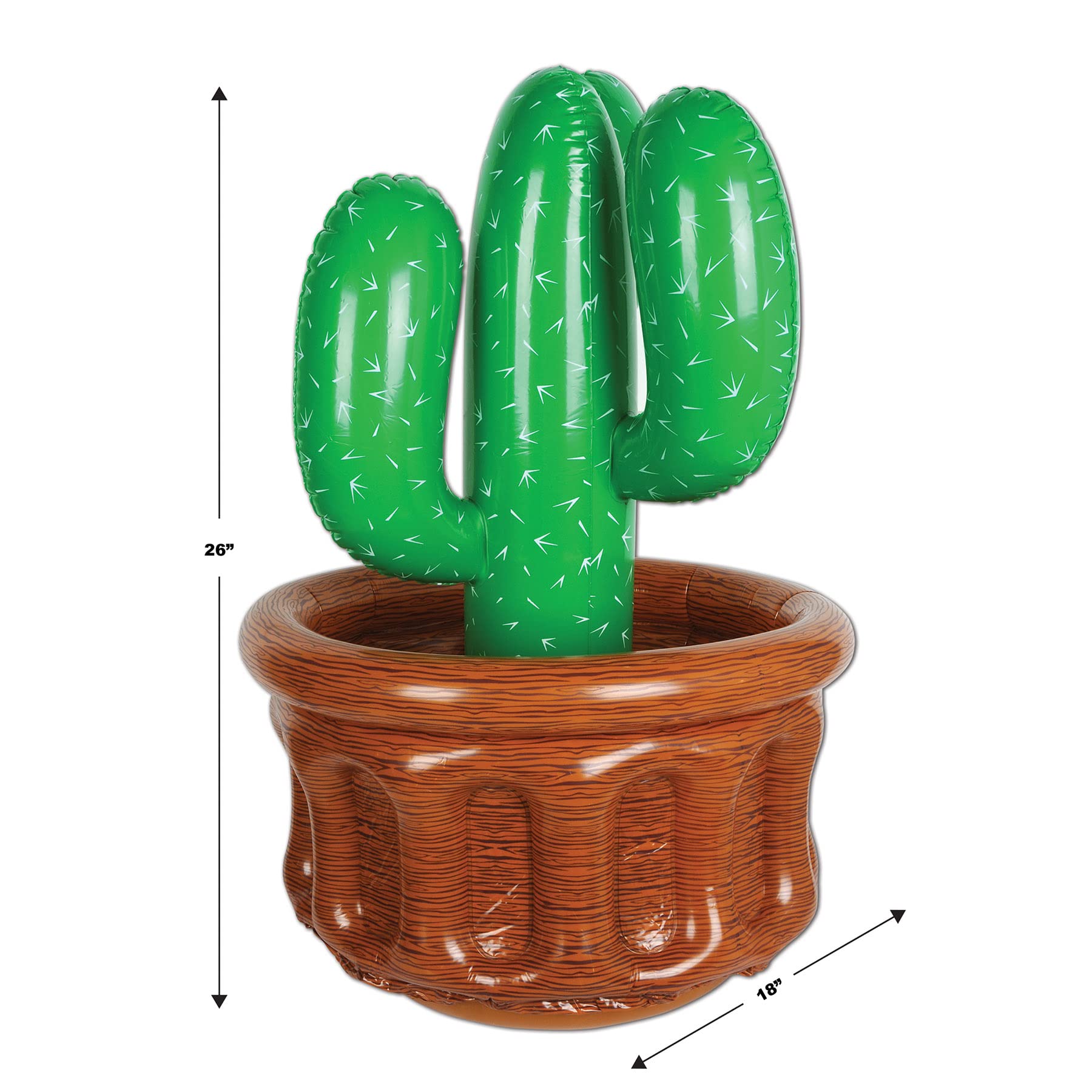 Beistle Inflatable Cactus Cooler  26? x 18?  Holds Approx. 24 12 oz. Cans - Drink Cooler  Drink Container for Parties  Cactus Party Decoration  Western Fiesta Party Decoration