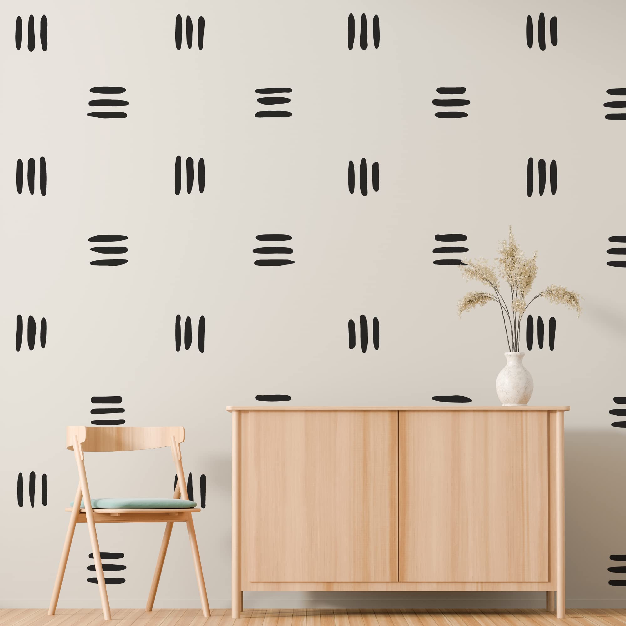 Shyjshyj 3 Lines Black Vinyl Wall Decals, Peel And Stick Modern Abstract Boho Wall Art Stickers Kids Nursery Bedroom Living Room