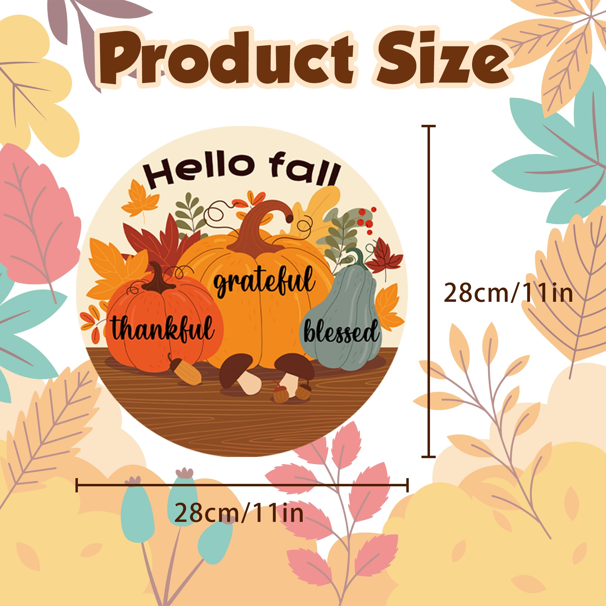 Thanksgiving Decorations - Welcome Sign for Front Door,Rustic Round Wood Wreaths for Outdoor,Maple Leaves Garland Porch Decor fo