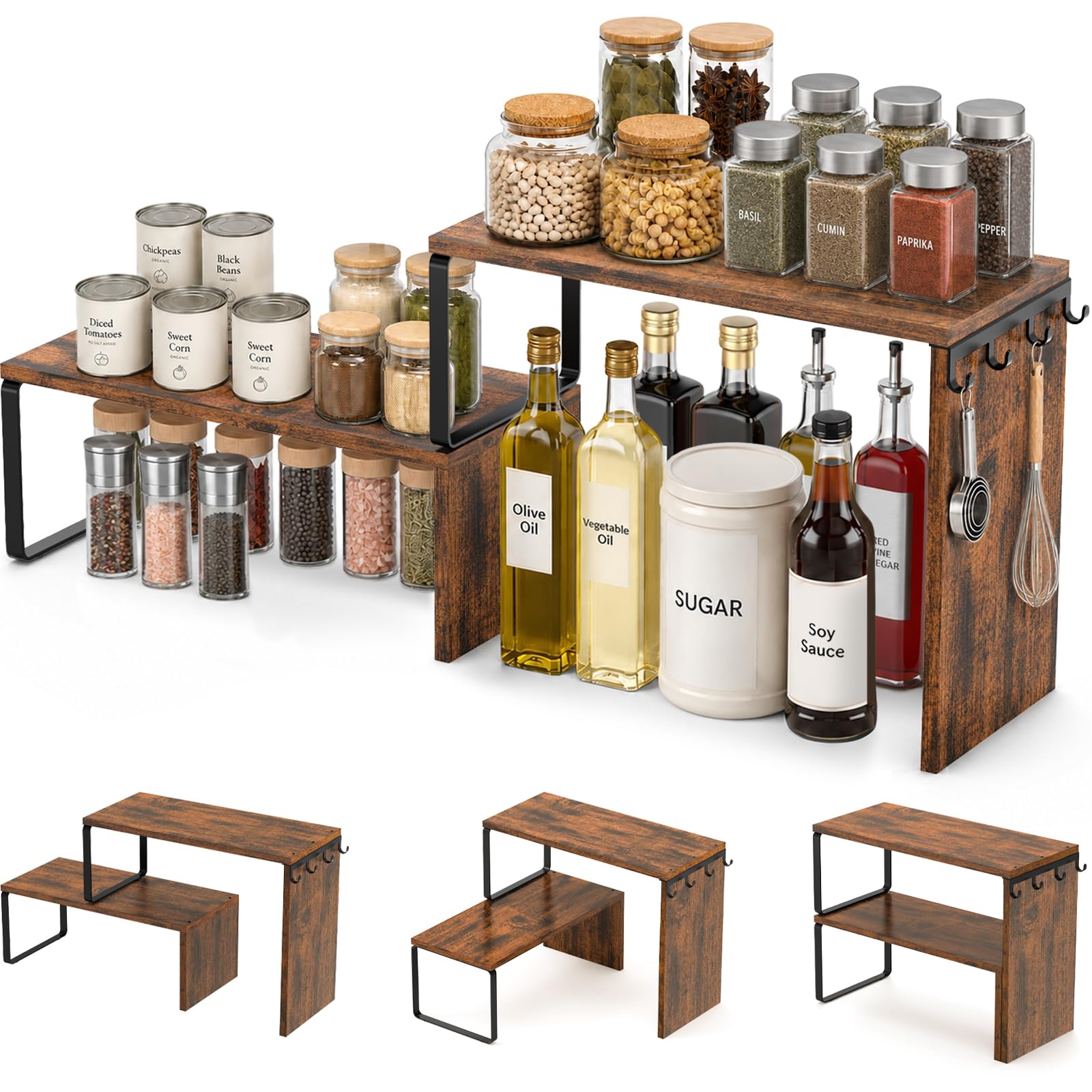 Kitchen Countertop Organizer, Counter Shelf for Corners Coffee Bars Pantry