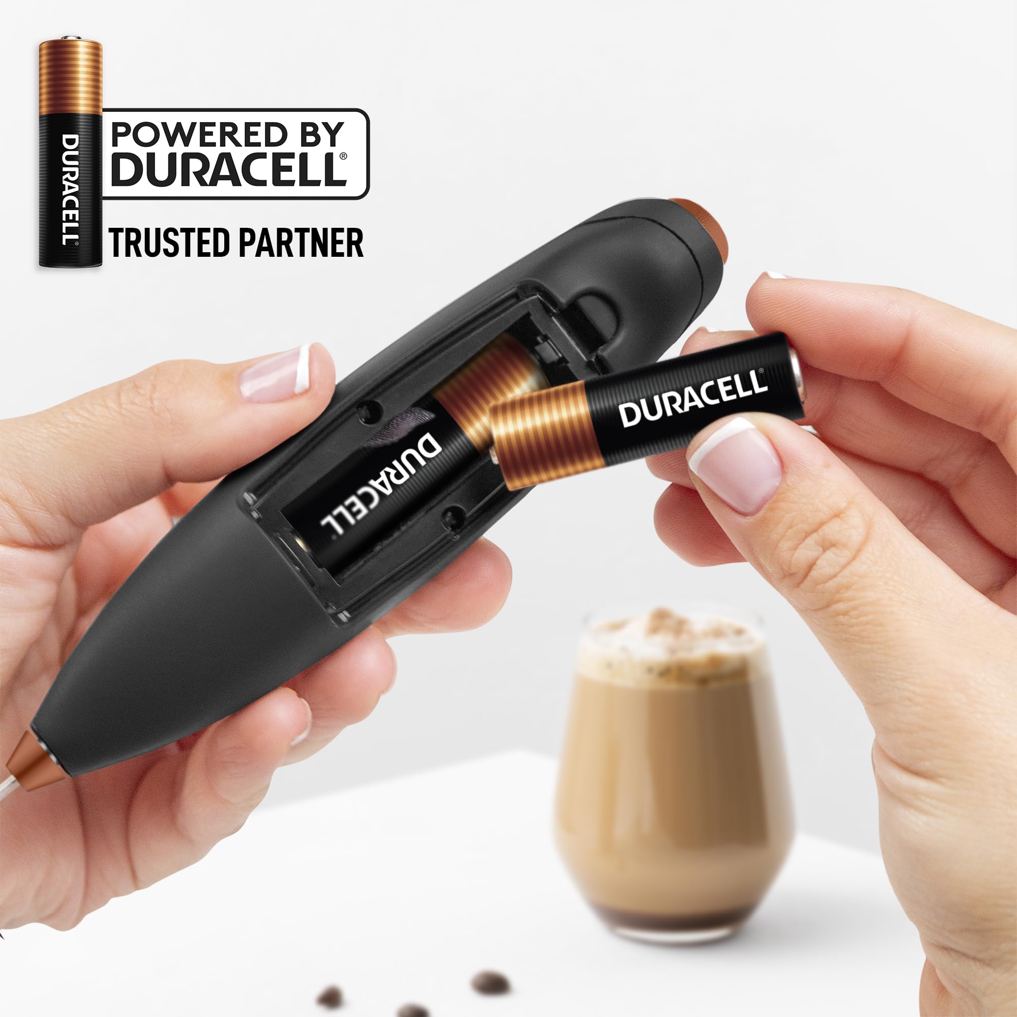 Zulay Kitchen Patented Tornado Triple Whisk Milk Frother with 4 Duracell Batteries - Handheld Foam Maker for Coffee, Lattes, Mat