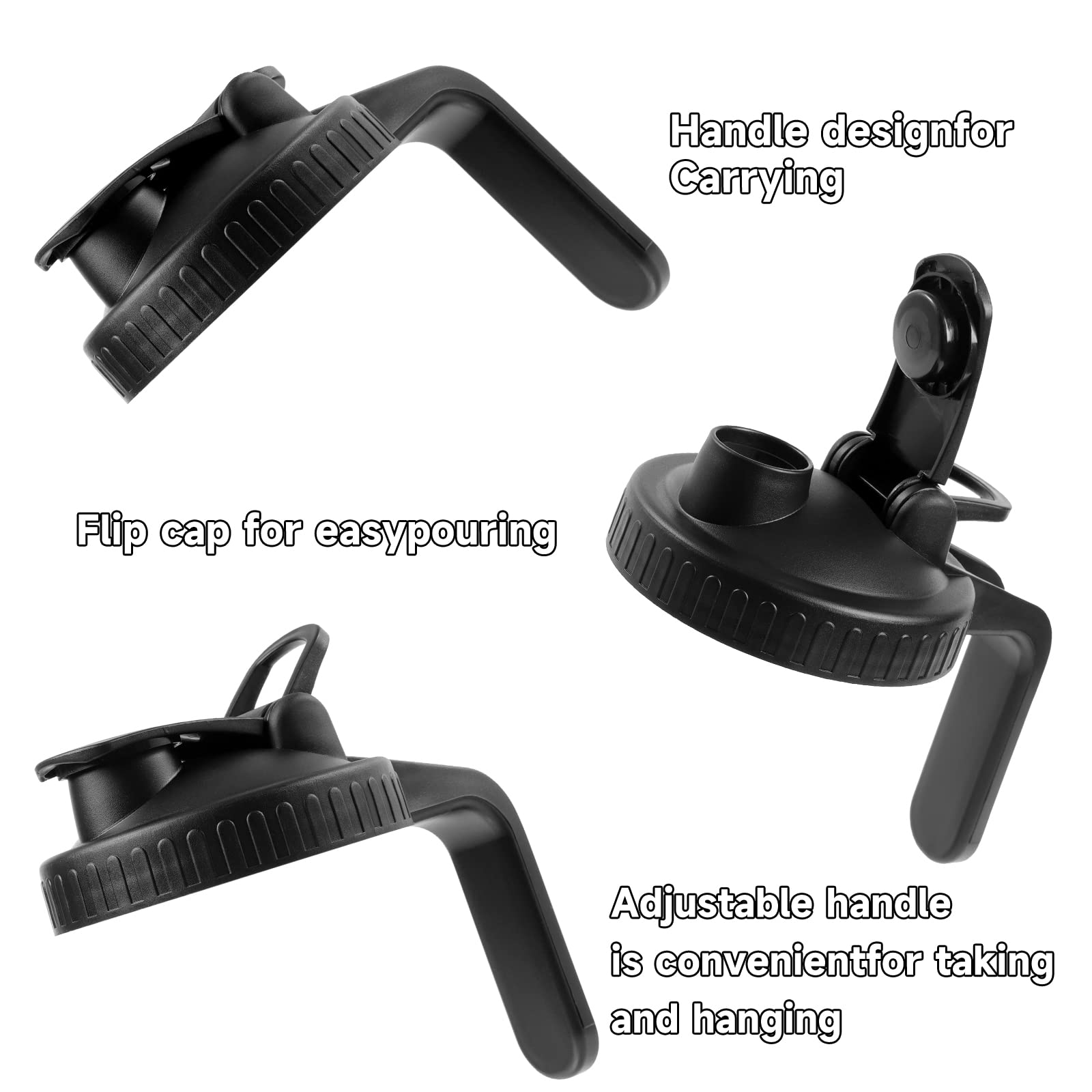 4 Pack Ma-Son Jar Pou Spout Lid With Handle Wide Mouth Ma-Son Jar Flip Cap Lid Reusable Plastic Leak-Proof Airtight Seal Ma-Son