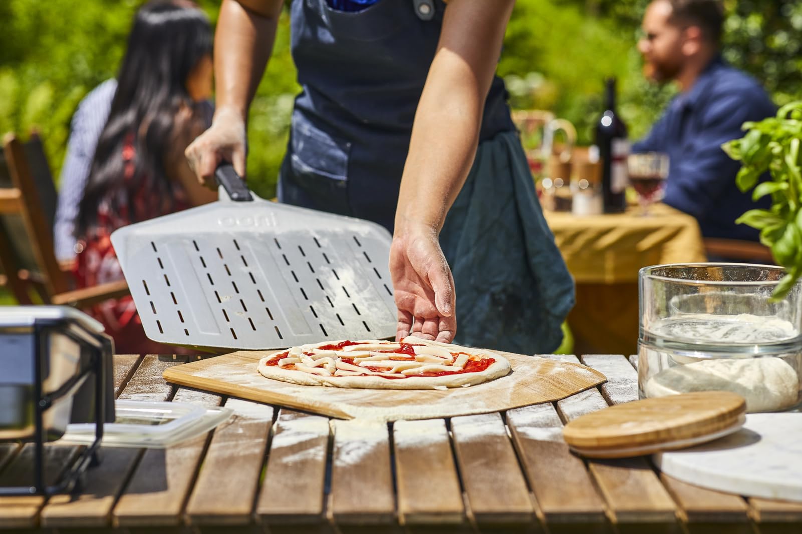 Ooni 12    Perforated Pizza Peel - Long Handle Perforated Aluminium Pizza Paddle - Lightweight Pizza Turning Peel - Ooni Outdoor