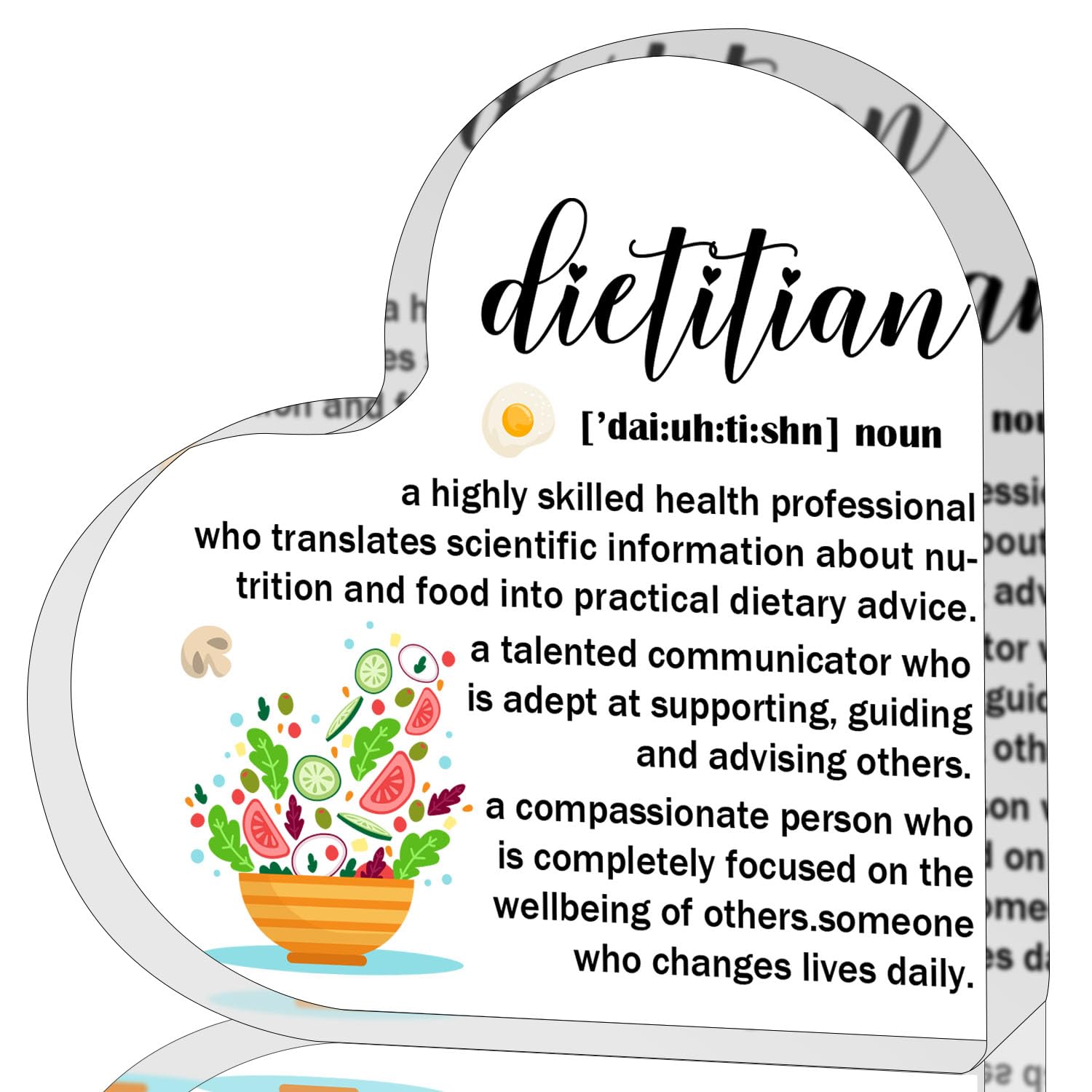 ZsaTuiy Dietitian Gift for Women Men,Inspirational Gifts for Women,Thank You Gifts for Dietitian,Heart Shaped Acrylic Desk Decor