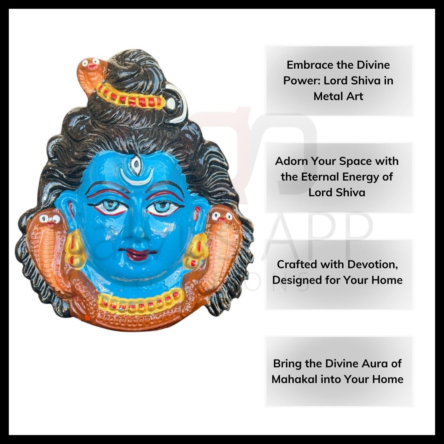 Salvus App Solutions Unique Metal Lord Shiva/Mahakal Face Wall Hanging For Decoration & Evil Eye Protection For Home, Office & S