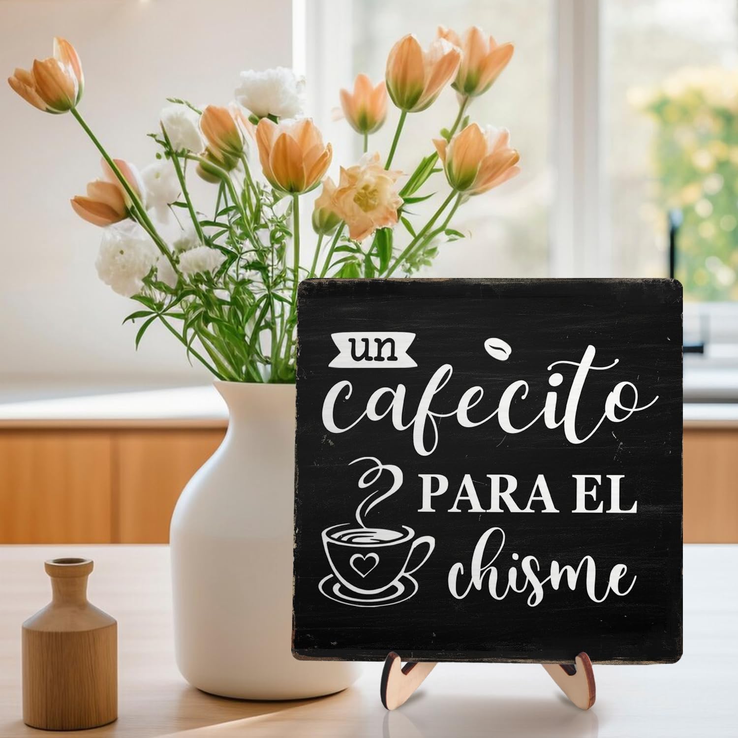 Coffee Bar Decor Sign, Coffee Bar Accessories, Funny Coffee Bar Desk Decor, Rustic Wooden Plaque Coffee Sign Farmhouse Coffee Ba
