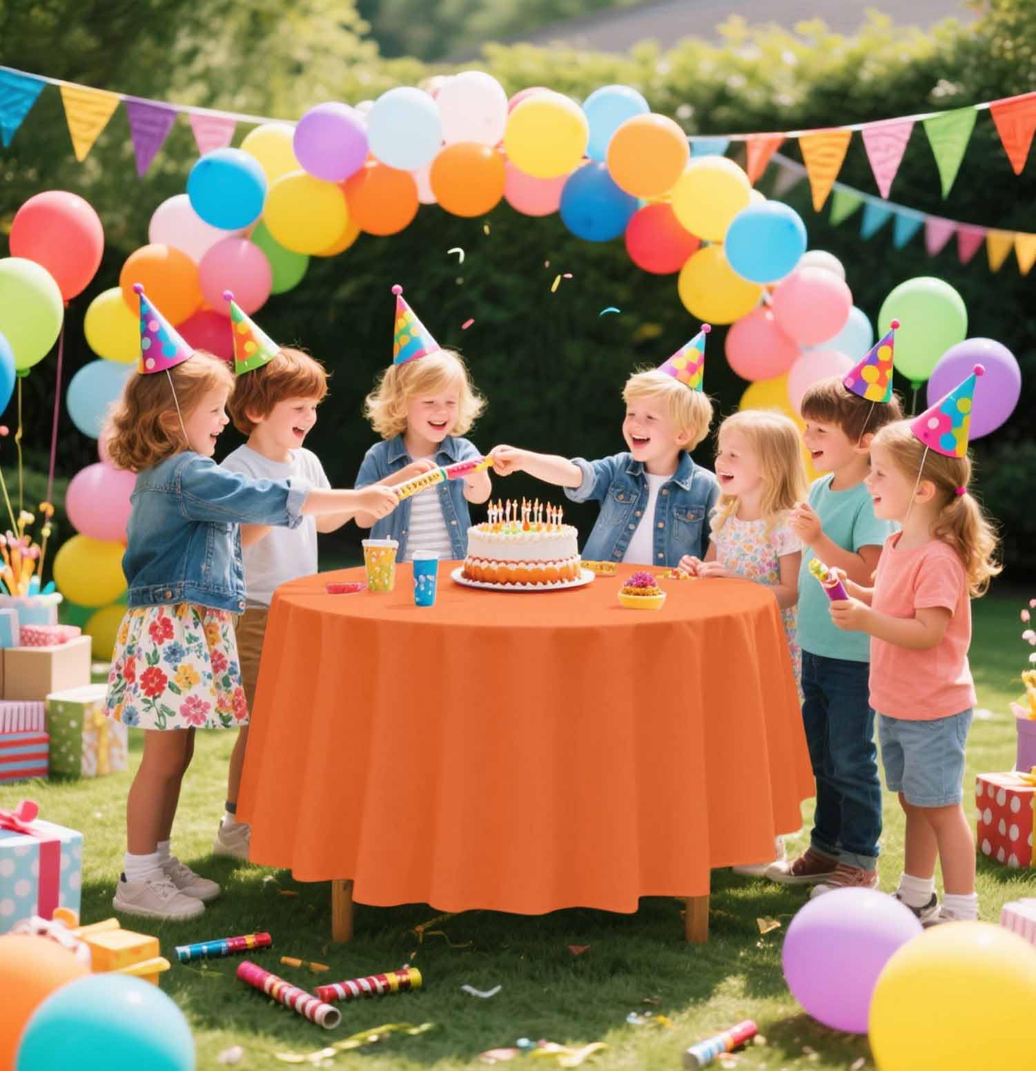 SietDESEO 2 Pack Orange Tablecloth Round 84 x 84 Plastic Table Cover Waterproof Orange Table Cloth Disposable for Wedding Birthd