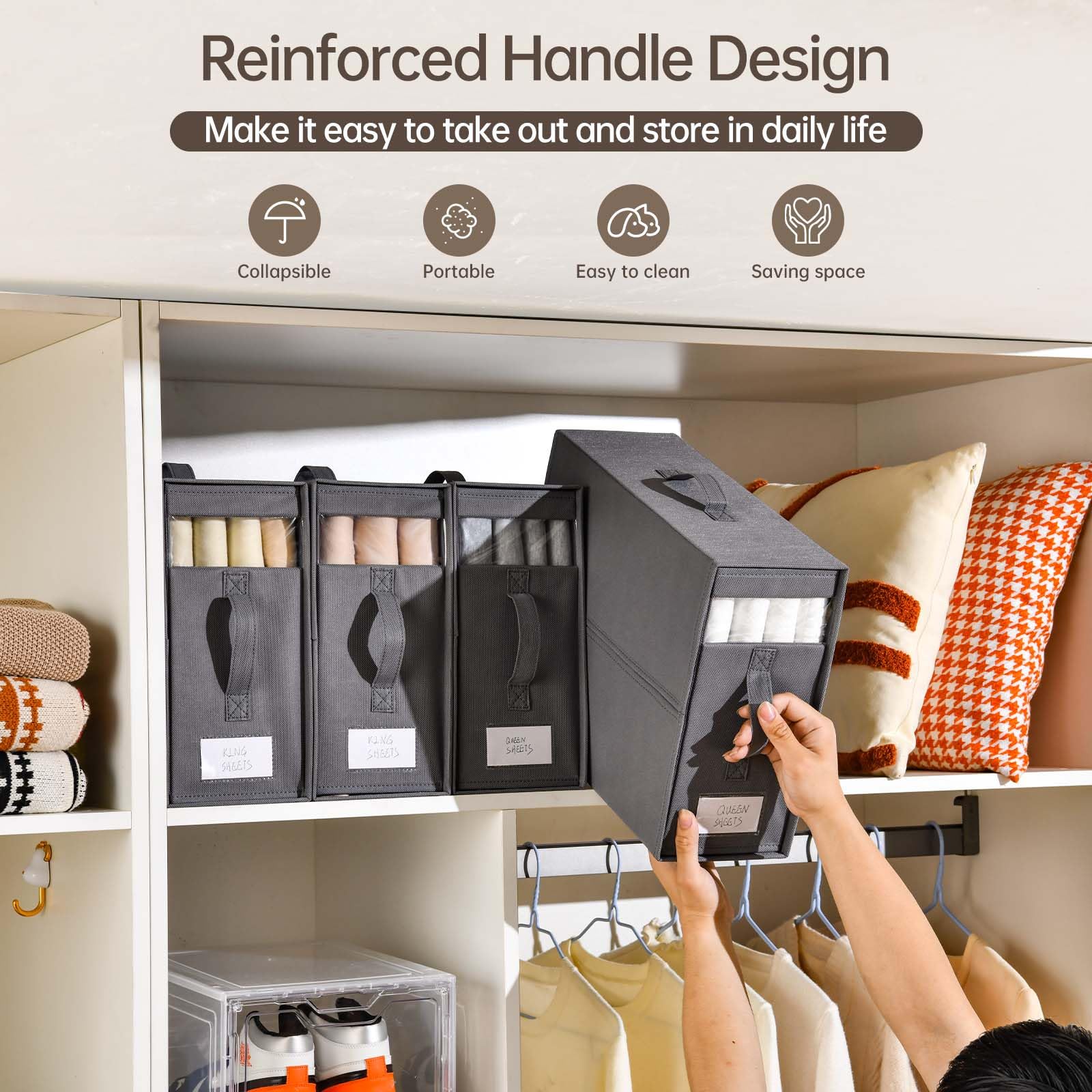 Bed Sheet Organizers and Storage,8 Pack Linen Closet Organizers and Storage, Foldable Bedding Storage for Bedsheets, Duvet Cover