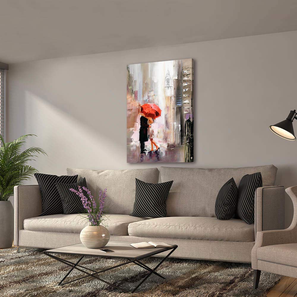 Ruishi Canvas Prints Wall Art Modern Romantic Canvas Painting Pictures Lovers With Red Umbrella For Bedroom Living Room Wall Dec