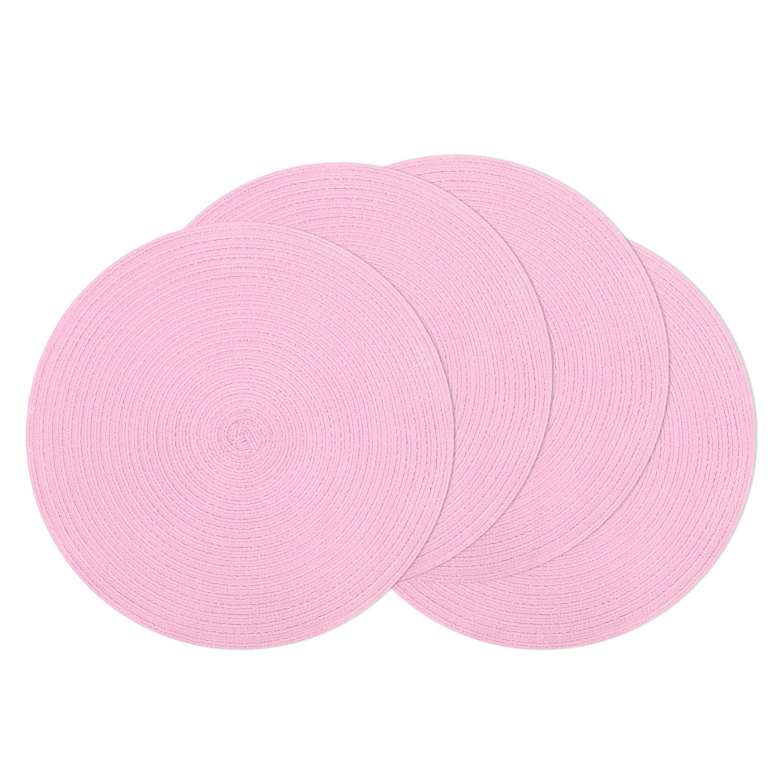 Shacos Round Braided Placemats Set Of 4 Washable 15 Inch Round Table Mats For Dining Table Place Mats Home Wedding Party Decor (