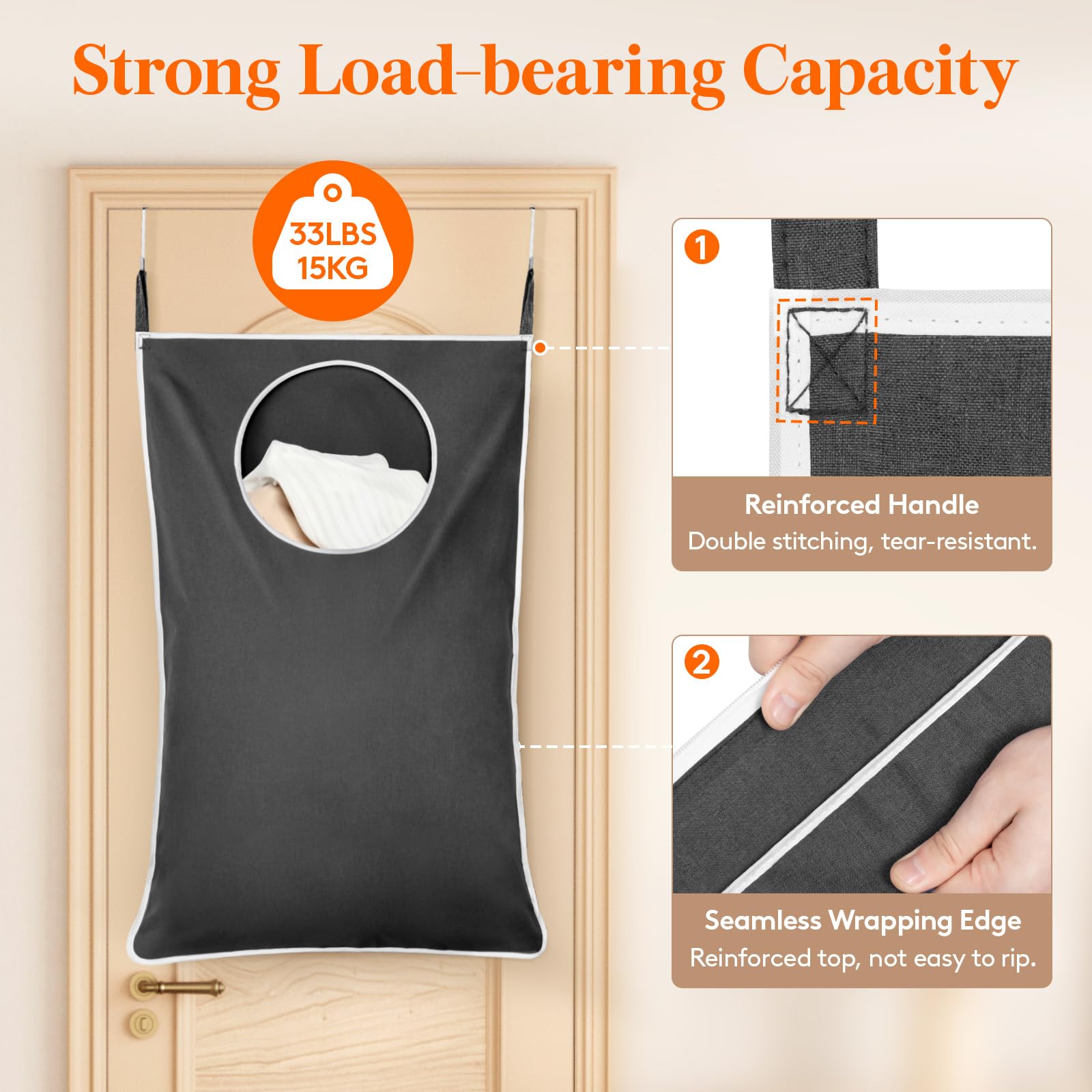 Lifewit 2 Pack Over Door Laundry Hamper, Large Collapsible Hanging Laundry Hamper, Hanging Laundry Basket Bag For Bathroom Bedro