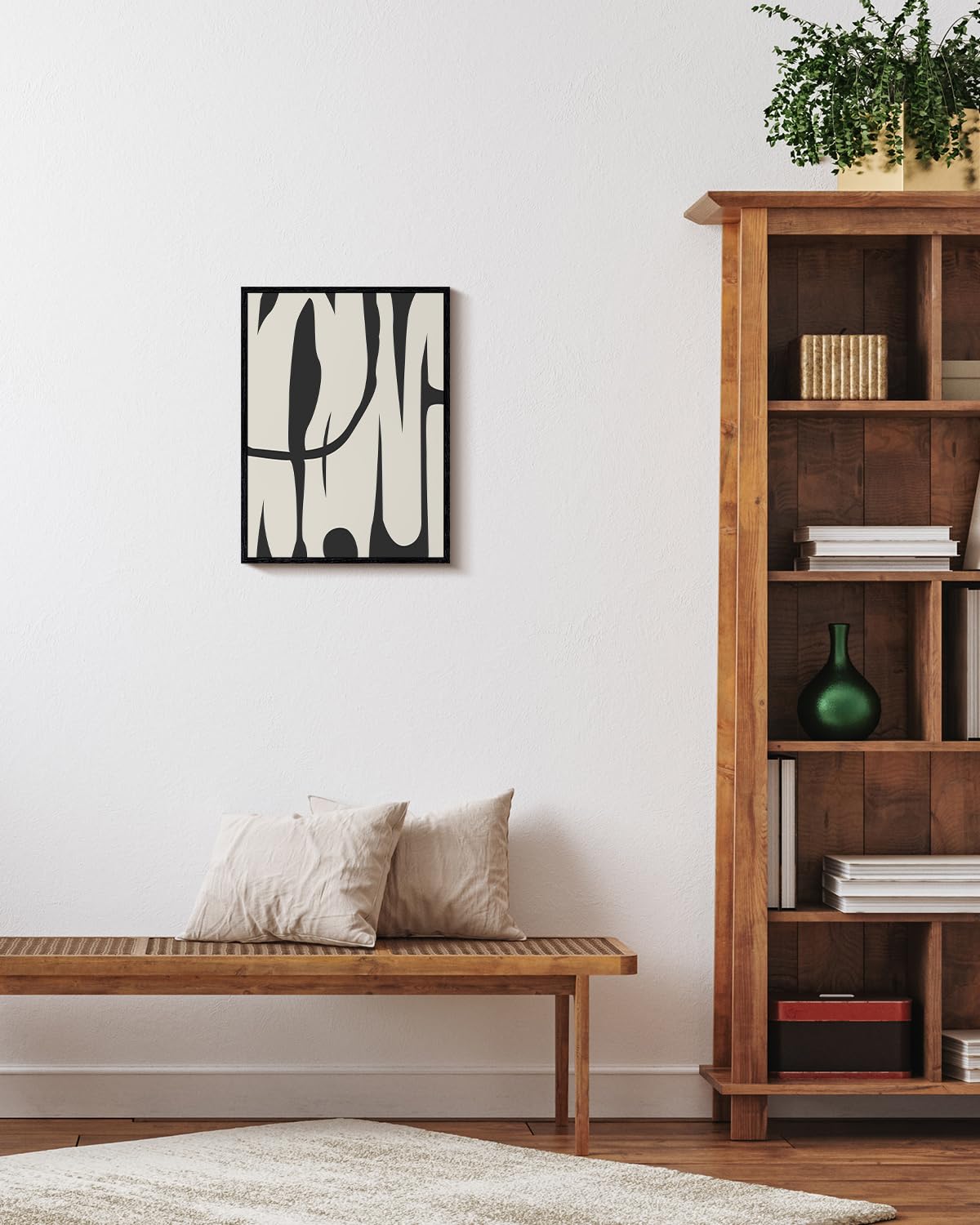 Arpeotcy Black Framed Canvas Wall Art, Line Art Minimalist Paintings Artworks, Black And White Abstract Pictures Decor, Prints H