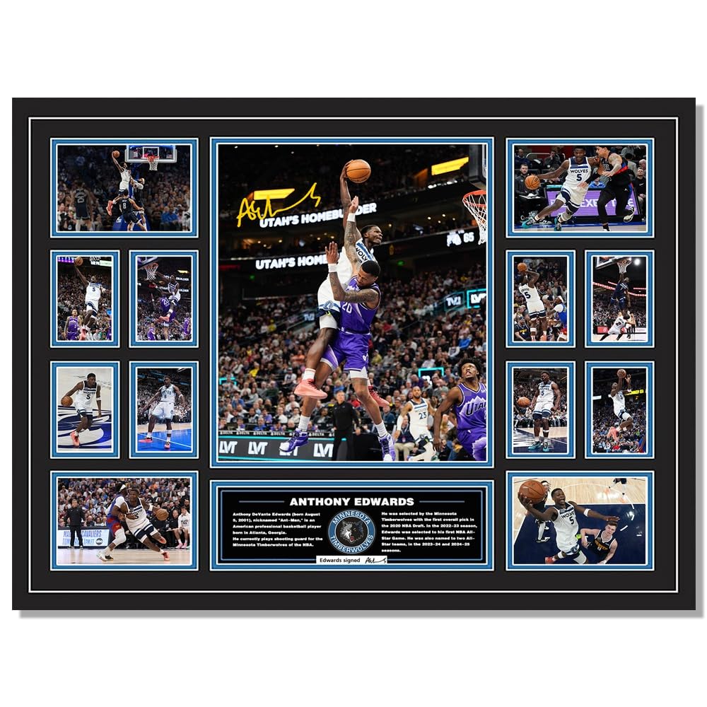 Menkarwhy Anthony Edwards Signed Poster For Kids Room Bedroom Wall Decor-Basketball Superstar Posters Canvas Art Print Picture F