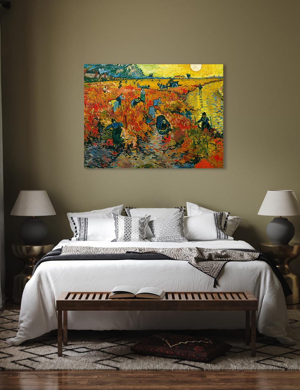 Decorarts - The Red Vineyards, Vincent Van Gogh Reproductions. Oversize Giclee Canvas Print Wall Art For Home Wall Decor. 40X30X