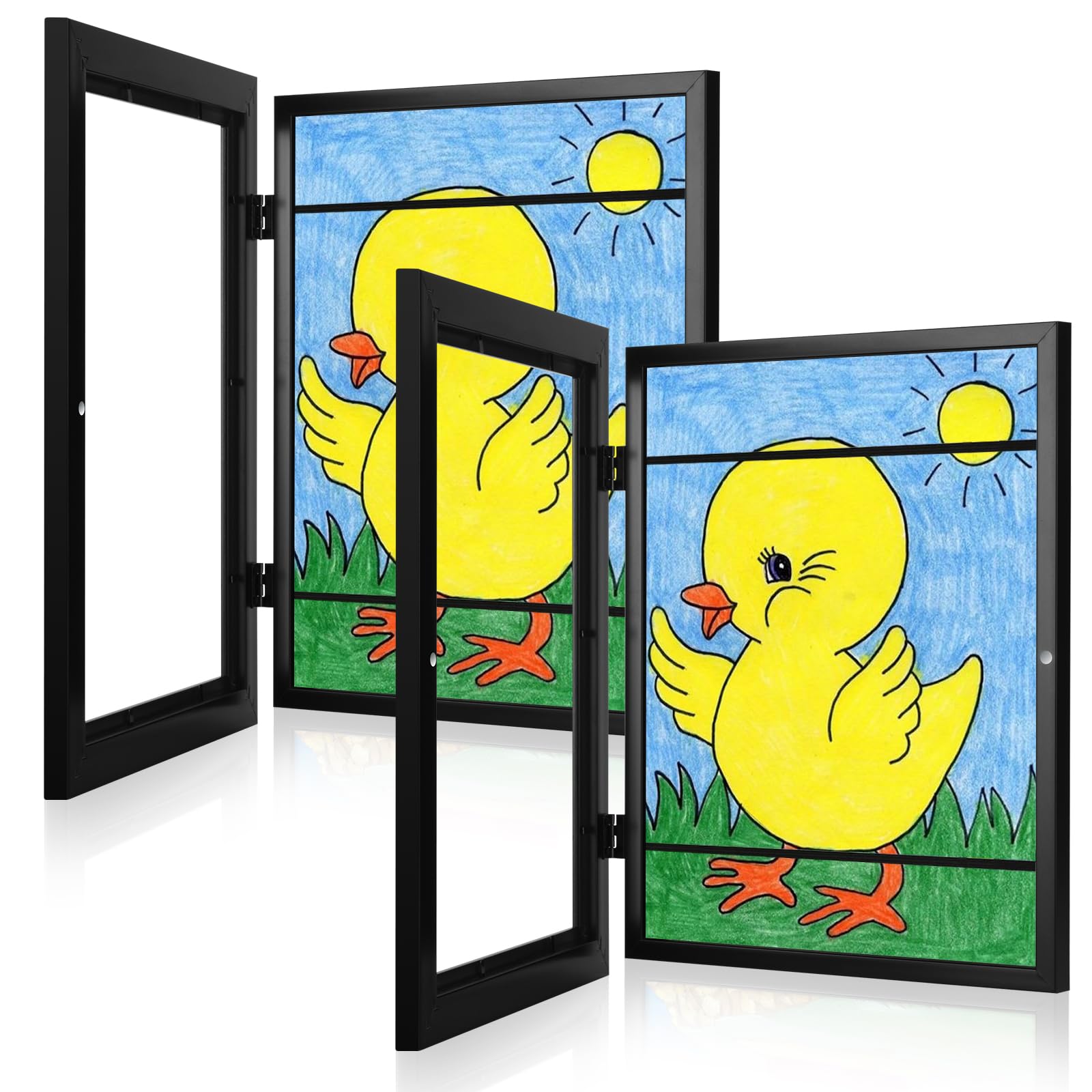 2-Pack Kids Art Frames, 11x14 Front Opening Kids Artwork Frames Changeable, Displays 9x12 With Mat and 11x14 Without Mat, Holds 