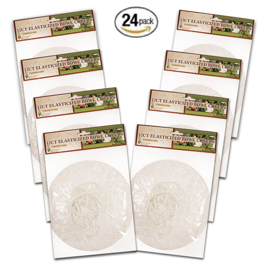 Set Of 24 Reusable Elastic Bowl, Dish & Plate Covers - 3 Sizes