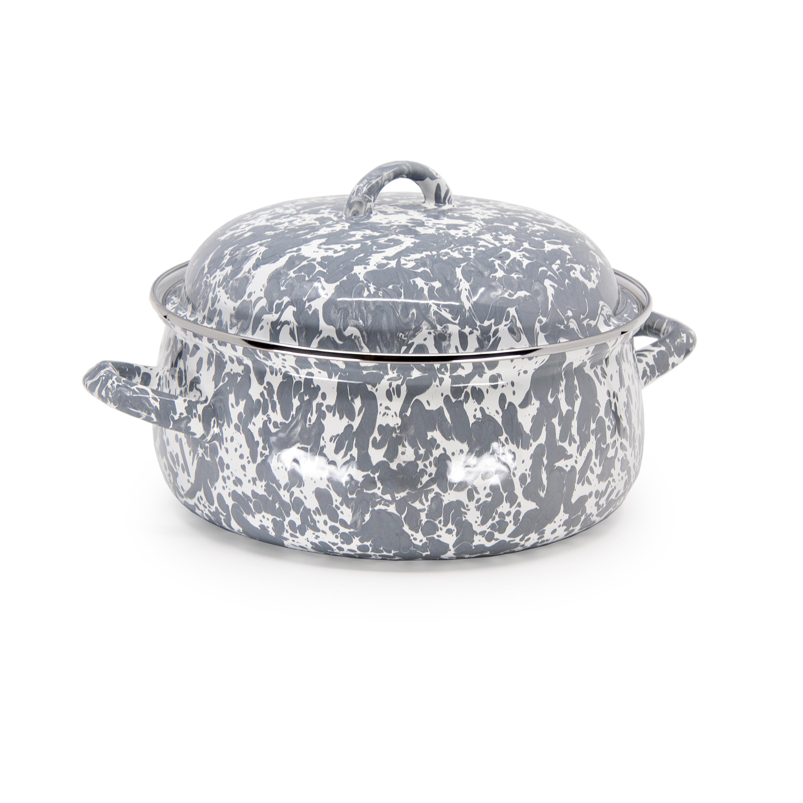Golden Rabbit Enamelware - Grey Swirl Pattern - 4qt Dutch Oven