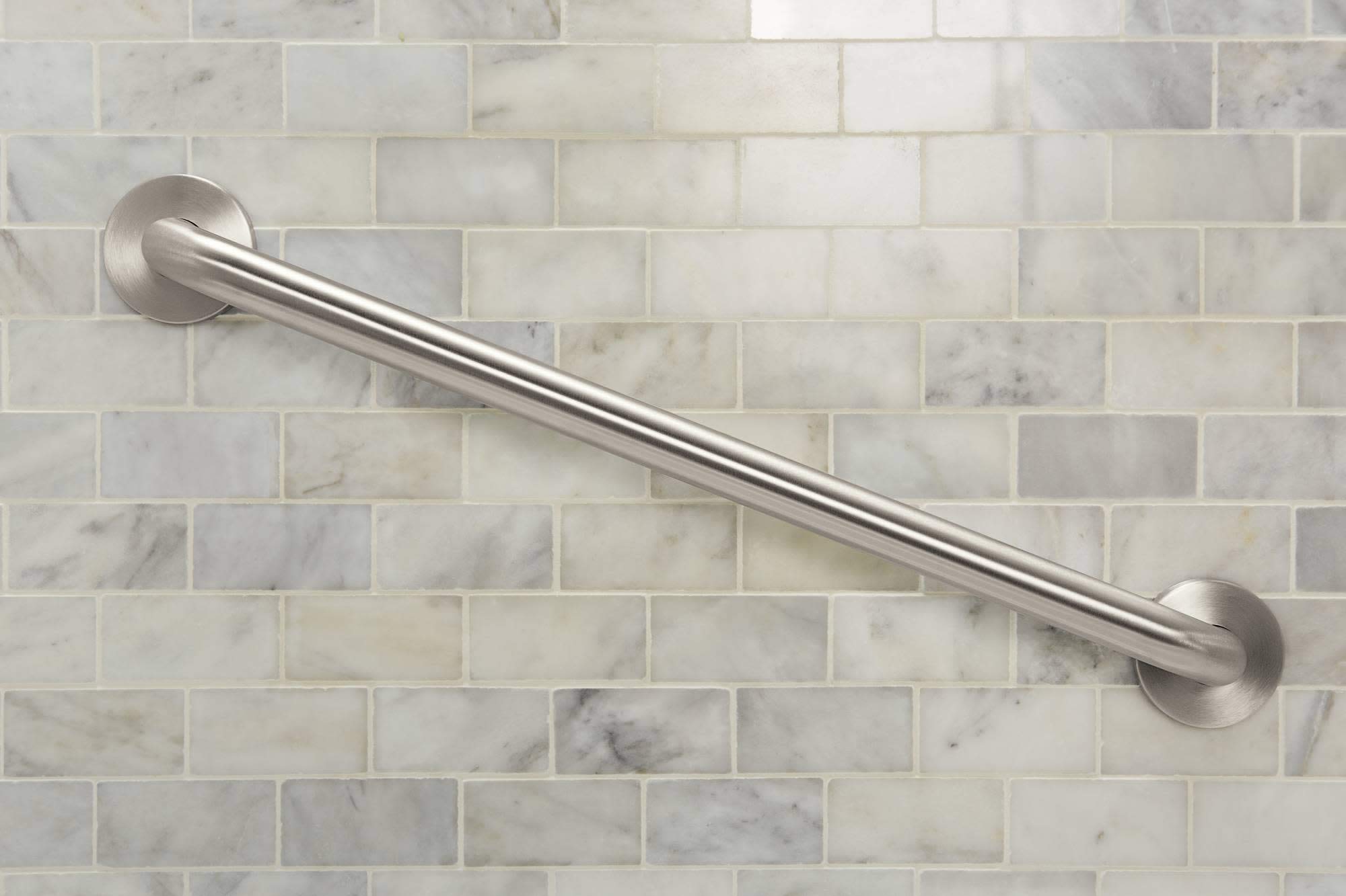 Moen Bathroom Safety 24-Inch Shower Grab Bar With A Slip-Resistant Peened Texture And Concealed Screws For Handicapped Or Elderl