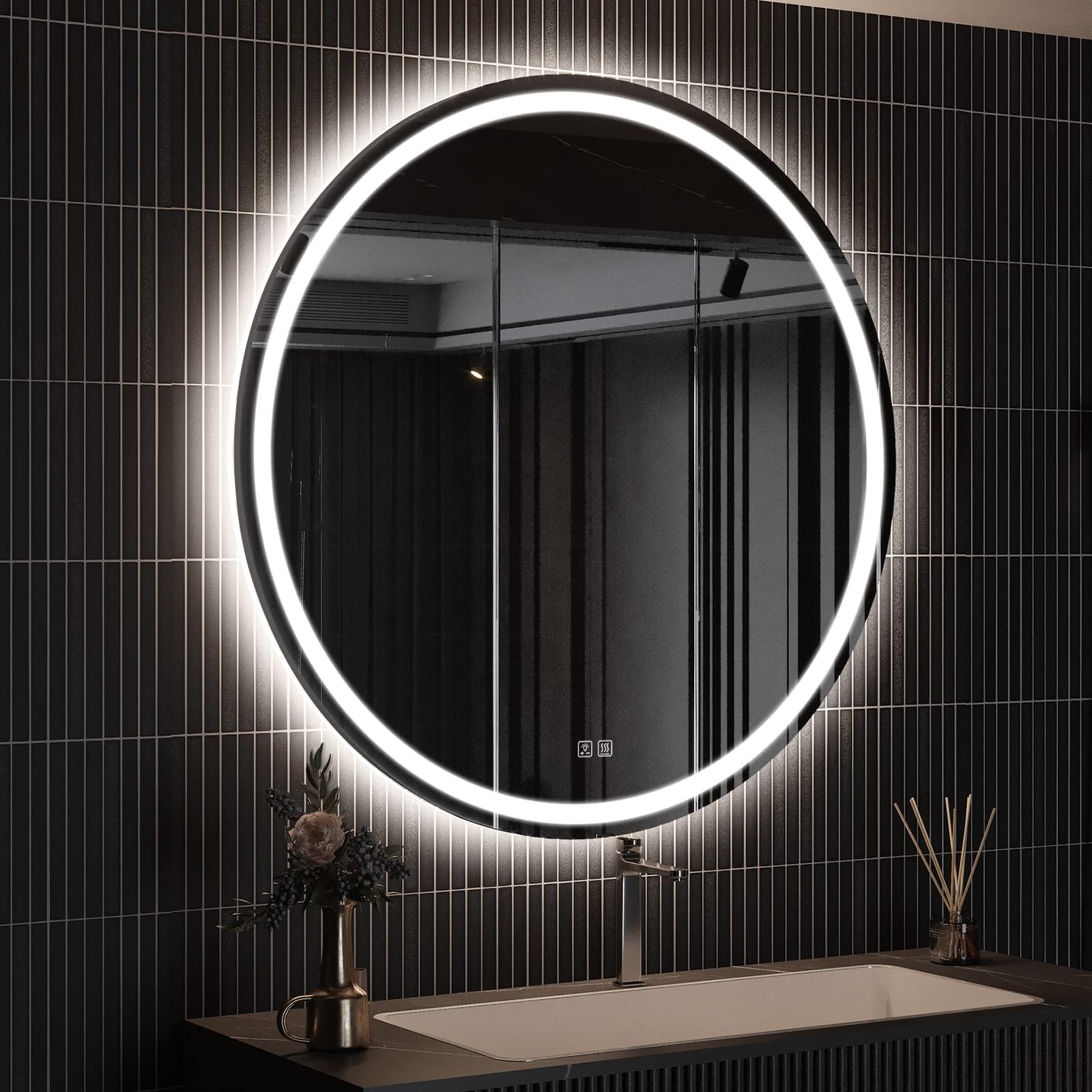 Roomtec 44 Inches Led Bathroom Mirror With Front And Backlit,Anti-Fog,3 Colors And Dimmable Light(Etl/Ul Certification)