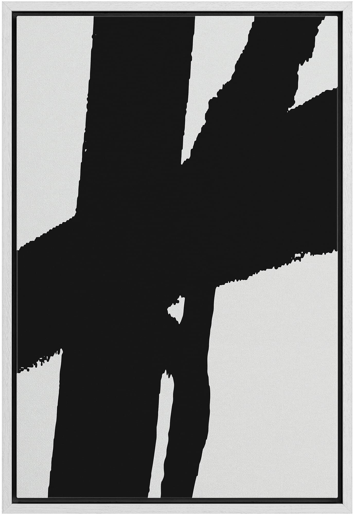 Ashbrook Framed Canvas Print Wall Art Black And White Line Art Collage Abstract Shapes Illustrations Modern Minimalist Relax/Cal