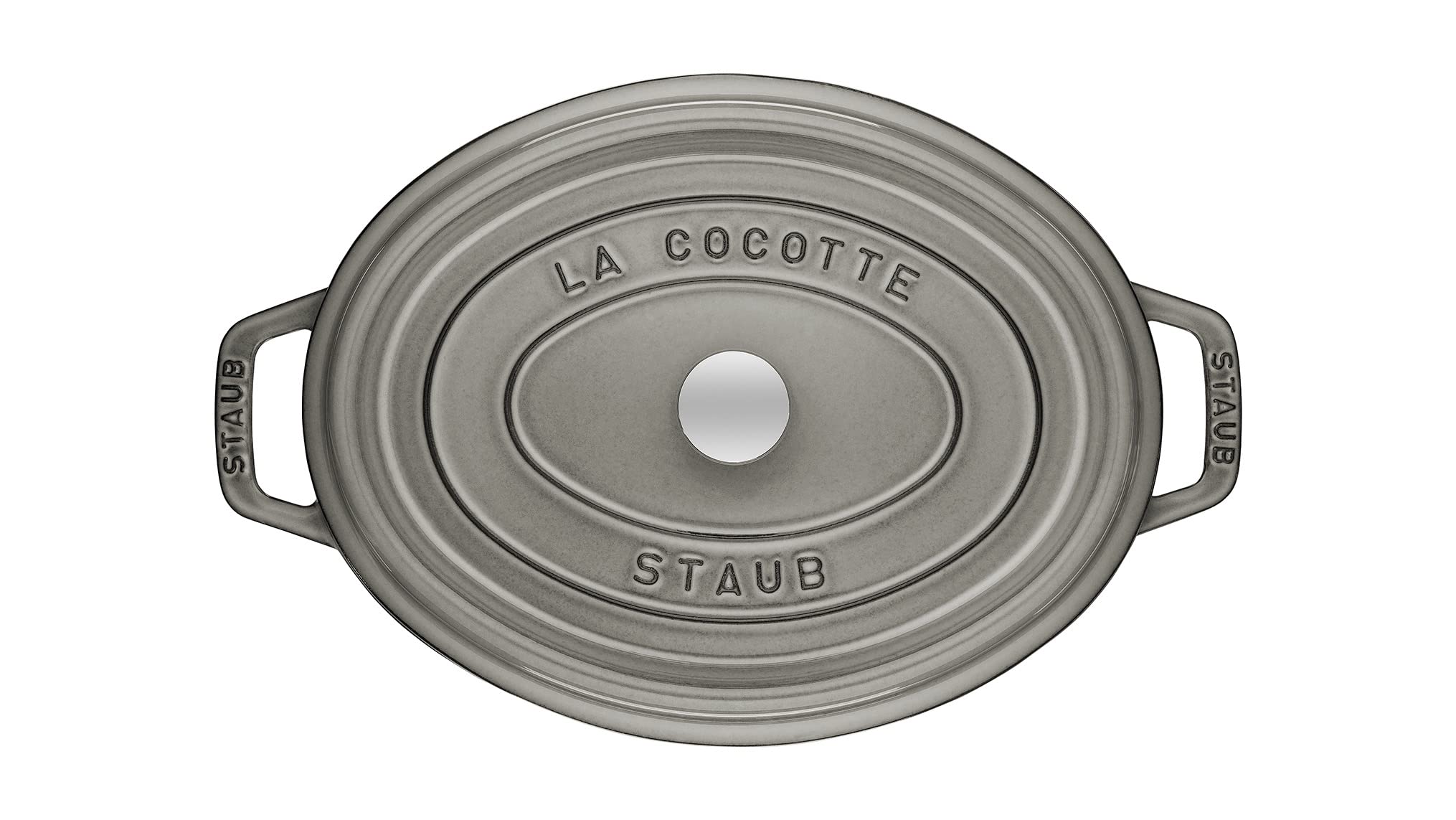 Staub La Cocotte Oval 40509-320 Pico Cocotte Oval Gray 12.2 Inches (31 Cm) Large Two-Handed Cast Enameled Pot, Induction Compati
