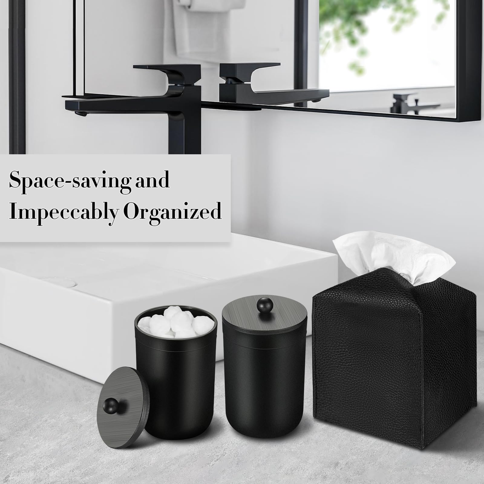 Alpiriral Black Bathroom Accessories Set, 10Pcs Bathroom Accessory Set With Trash Can, Soap Dispenser And Toothbrush Holder, Soa