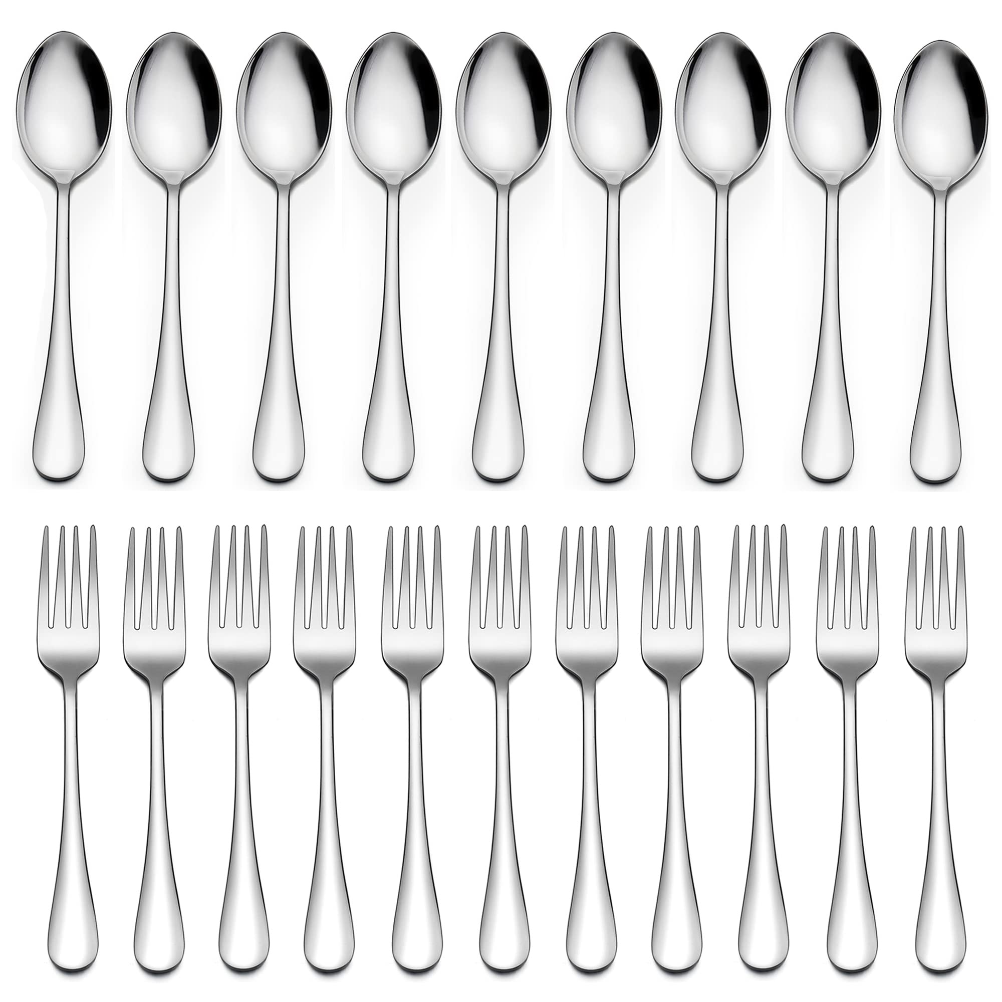 Lianyu 24-Piece Forks And Spoons Silverware Set, 12 Teaspoon And 12 Salad Fork, Stainless Steel Flatware Cutlery Set For Home Ki