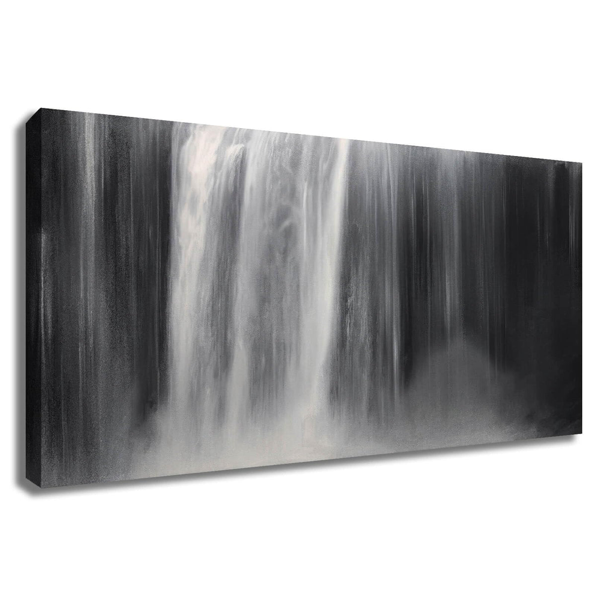 Black And White Wall Art Abstract Waterfall Canvas Paintings 24''X48'' Modern Art For Living Room Bedroom Home Office Decoration